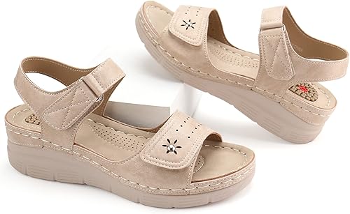 Miniatura 5 de JABASIC Sandalias cómodas para mujer, sandalias ortopédicas para caminar, sandalias ortopédicas con soporte para el arco