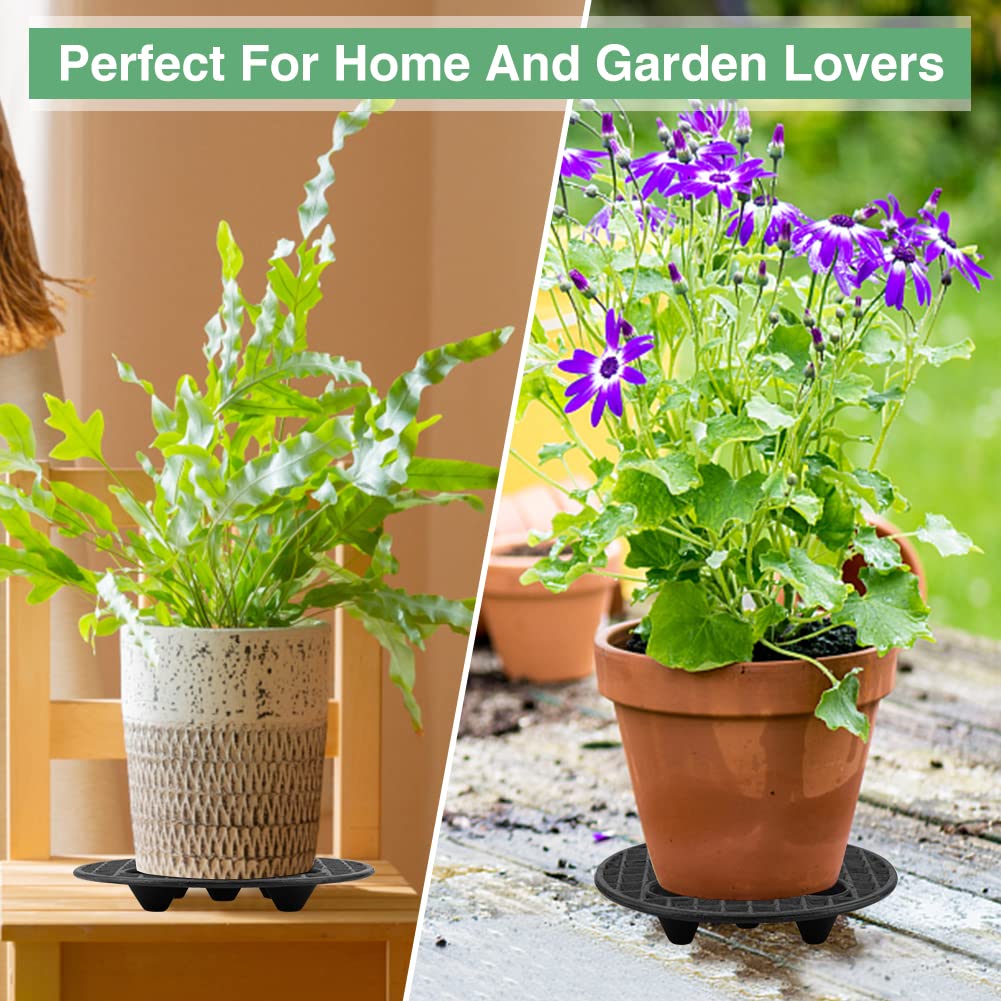 Lot De 4 Supports Pour Pots De Fleurs En Maille – Diamètre 20 Cm, Noir, Drainage Aéré