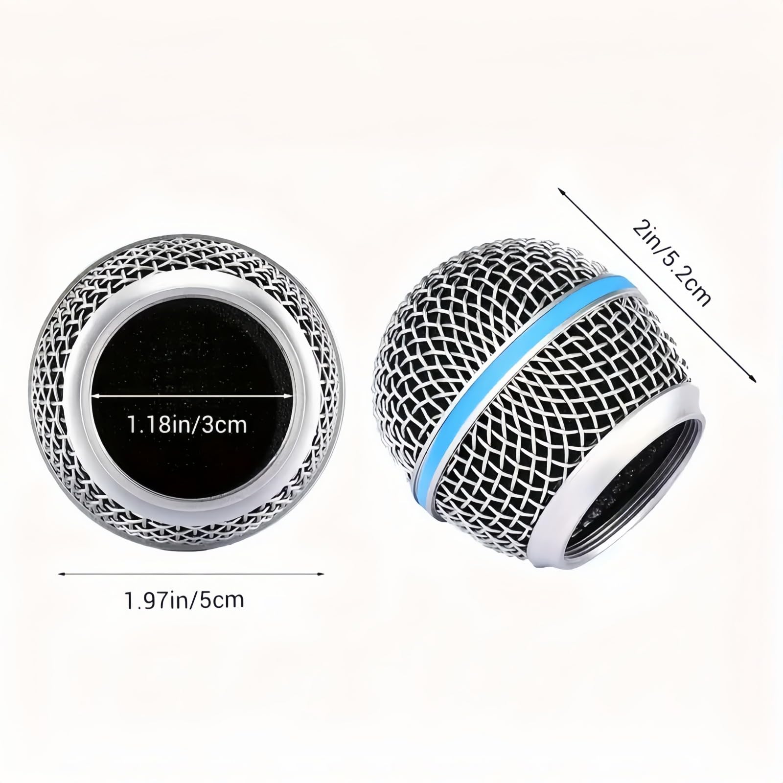 2 PCS RK265G Replacement Grille for Shure Wired and Wireless BETA 58A, BETA 58M and BETA 58MR SM58 Microphones Ball Head Mesh Grill With Inner Foam