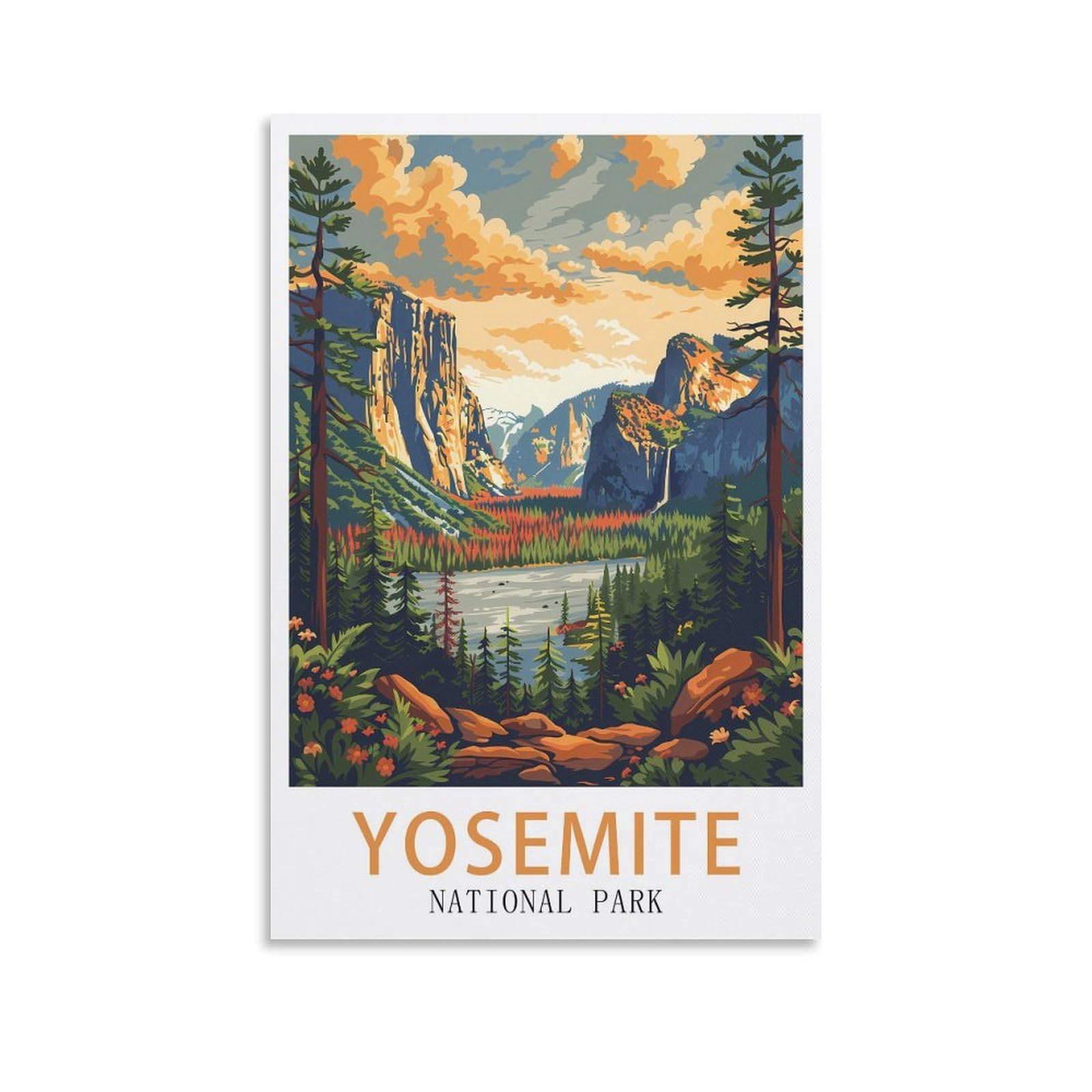 Lnuyitr Unframe-Style Yosemite National Park Vintage Travel Poster 08X12inch(20X30cm) Canvas Art Posters And Wall Art Picture Prints Modern Home Bedroom Decor Posters