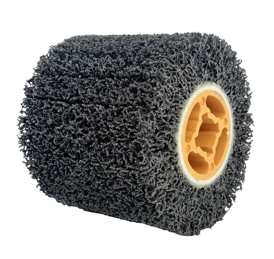 DEDRA brosse abrasive pour machine à satiner 120 x 100 mm, vitesse de rotation max. : 3700 tr/min, DED79335, non-tissé abrasif de haute qualité, ponçage dynamique, structure flexible, abrasif en