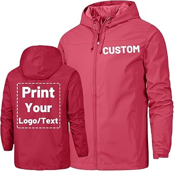 Custom Waterproof Jacket for Men Design Your Lightweight Windbreaker Hooded Raincoat with Logo Text