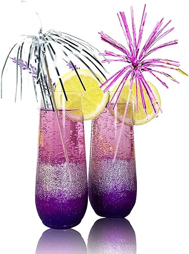 Miniatura 5 de HOMICO 200 piezas de decoraciones de fiesta de cóctel con paraguas de bebidas de cóctel, fuegos artificiales, palos de cóctel arco iris para fiesta