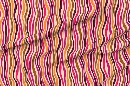 Miniatura 5 de Spoonflower Tela  Rayas psicodélicas retro vintage olas Groovy 70s tonos cálidos impresos en tela de algodón de la firma de pétalos por The Yard