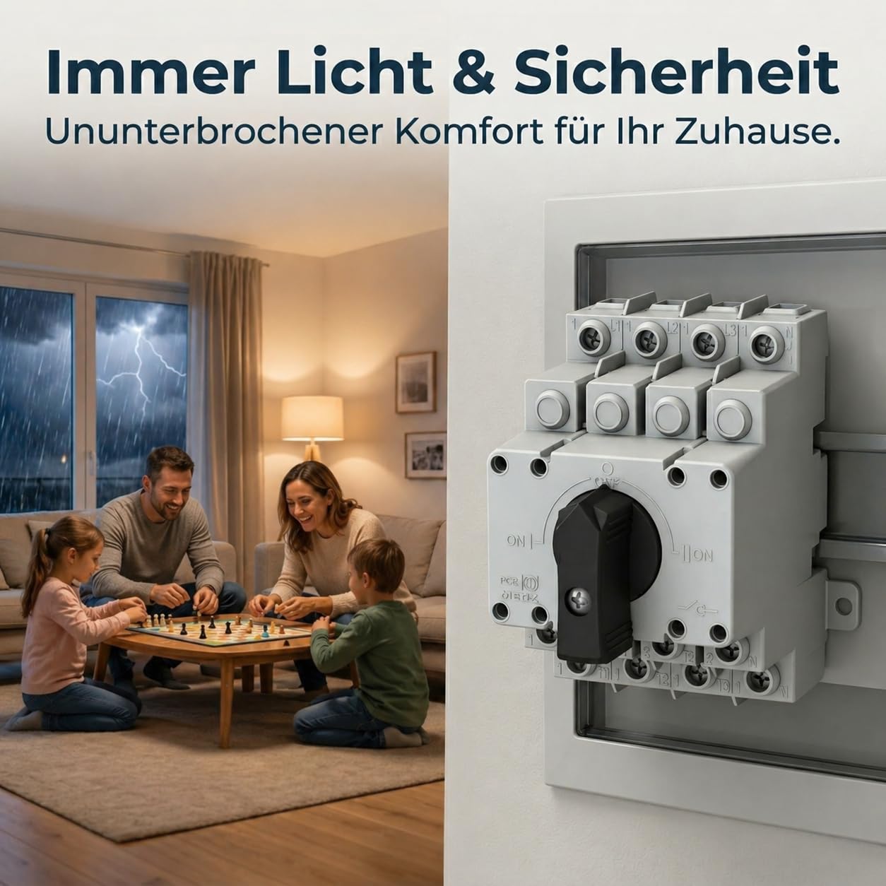 Merz Schaltgeräte Notstrom Umschalter 63A Lasttrennschalter 4-polig Netz-0-Not kompakt 4TE