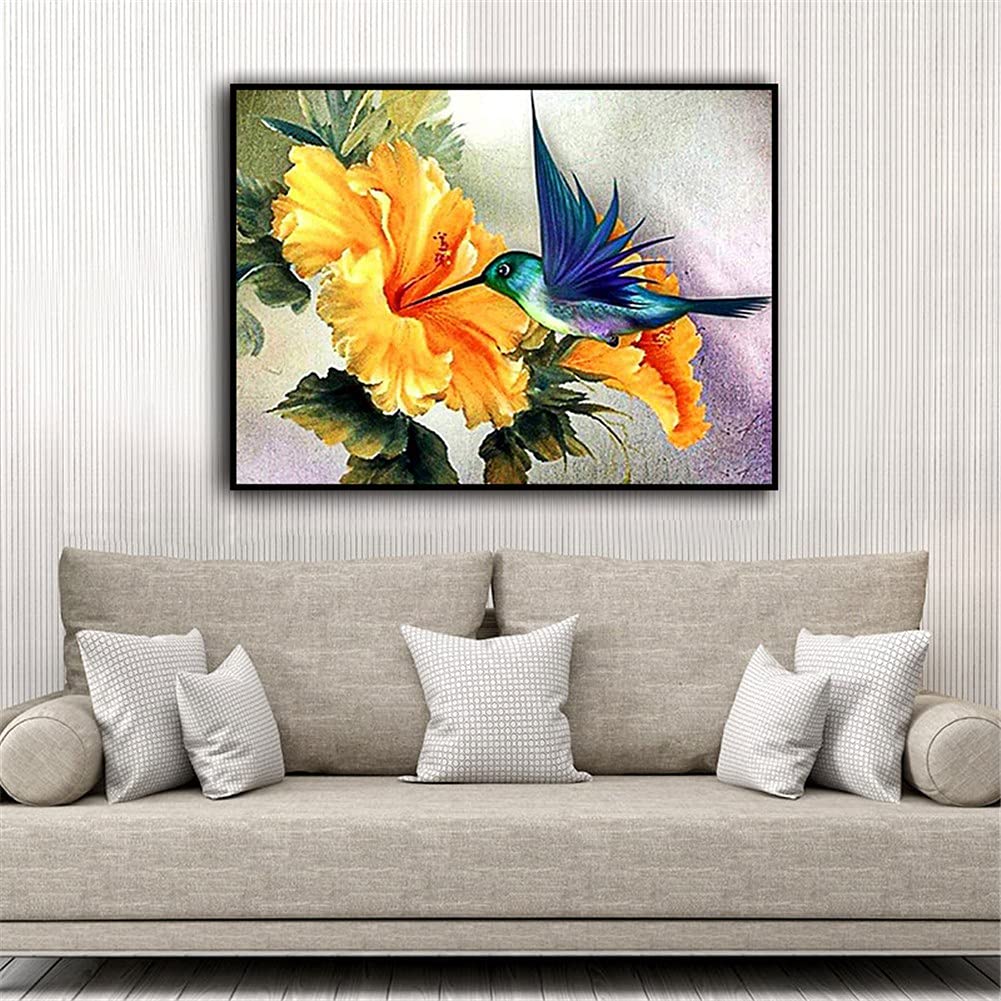Broderie diamant colibri grand format 80x200cm pour sublimer un salon moderne