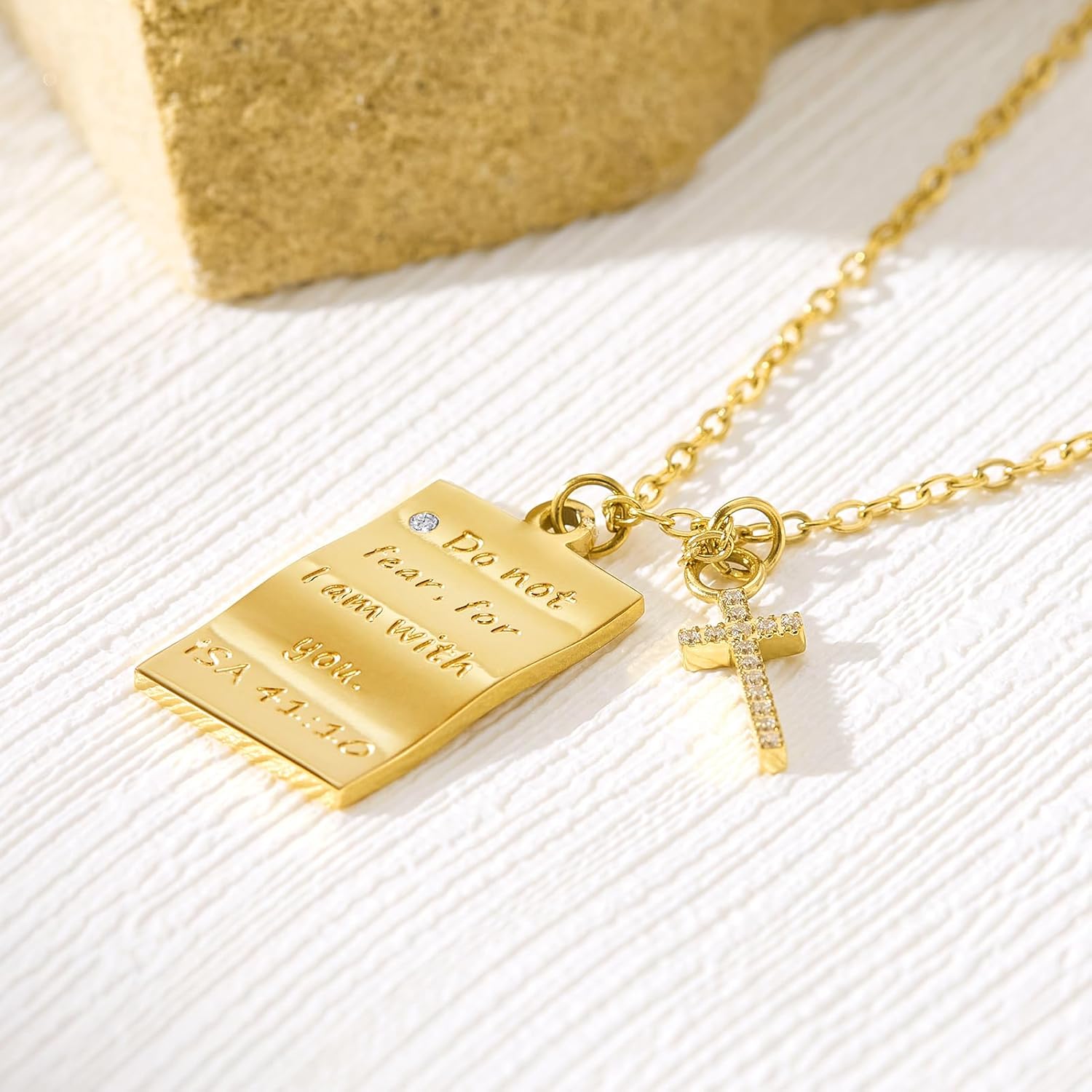 Christian Necklace for Women Bible Verse Pendant with Dainty Diamond Cross Necklace for Women 18k Gold-Plated Necklace for women Religious Jewelry for Faith Inspirational Gift for Women