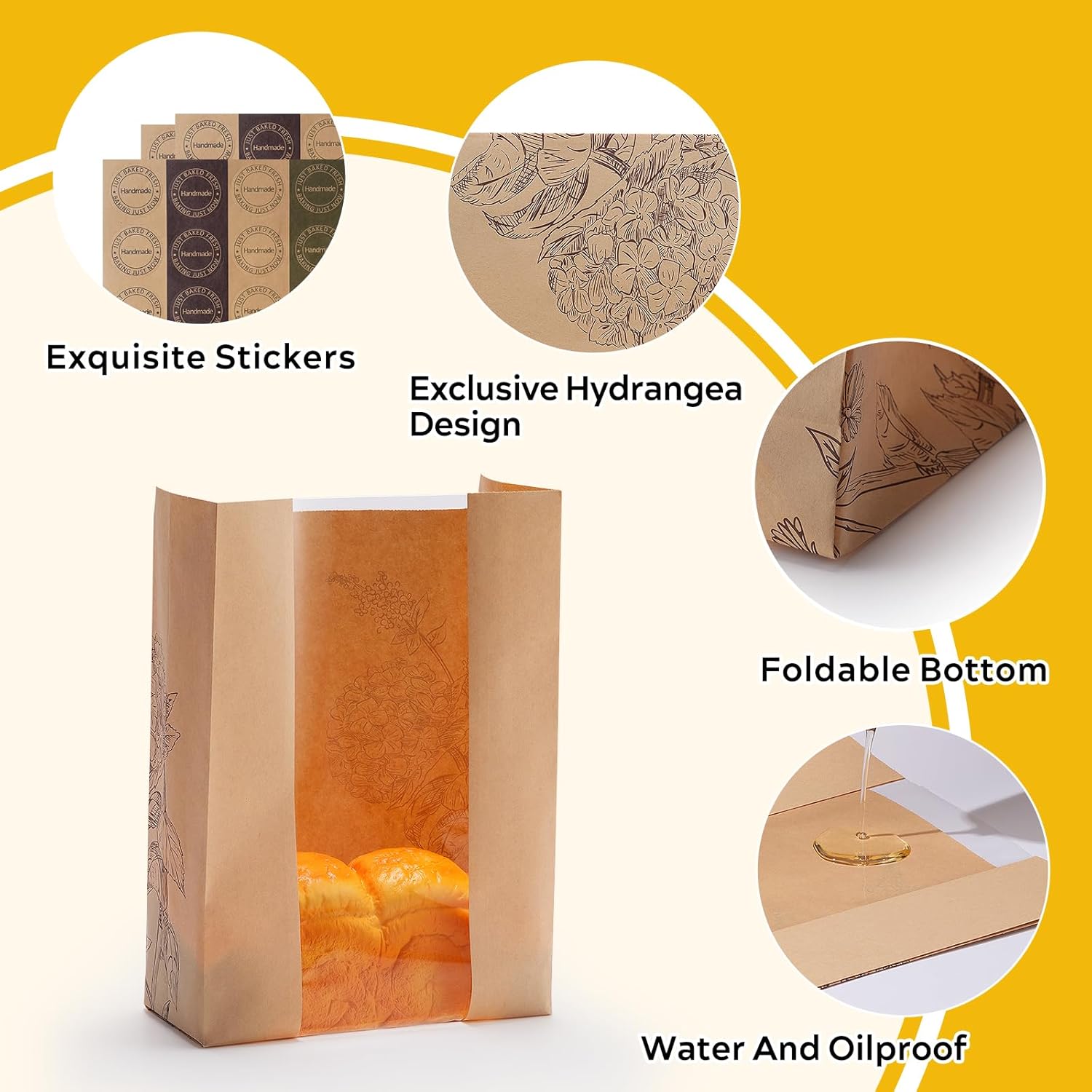 24 Pack Paper Bread Bags for Homemade Bread and Sourdough, 50% Thicker Large Kraft Loaf Bags with Clear Window for Bakery Packaging & Storage, Includes Sealing Stickers thumbnail