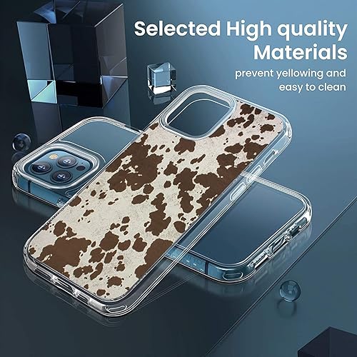 Miniatura 4 de Funda de teléfono con estampado de vaca para iPhone 13 Pro Max, funda de iPhone con estampado de cuero de vaca occidental para hombres y mujeres,