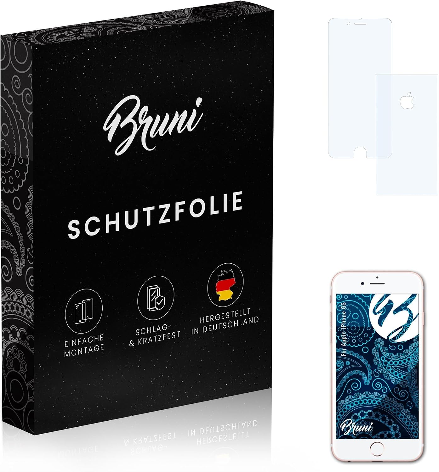 Bruni Screen Protector compatible with Apple iPhone 6S Protector Film, crystal clear Protective Film (Set of 2)