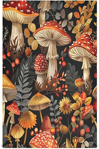 GAIREG Vintage Retro Mushrooms Kitchen Set Towels, 28x18 Inch Decorative Commercial Kitchen Rags