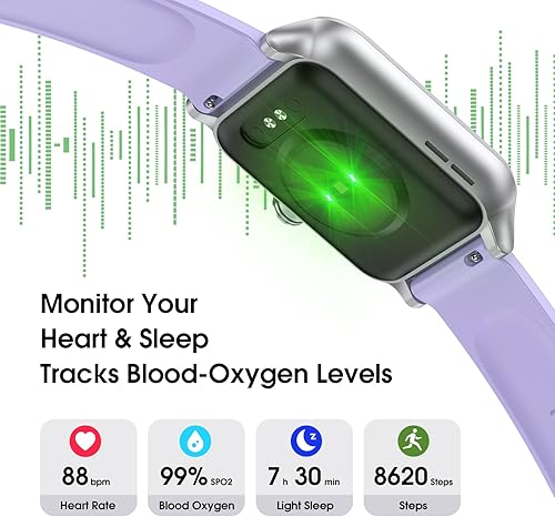 Miniatura 3 de Reloj inteligente (respuestahacer llamadas) para mujeres y hombres, rastreador de actividad física con frecuencia cardíaca, oxígeno en sangre,