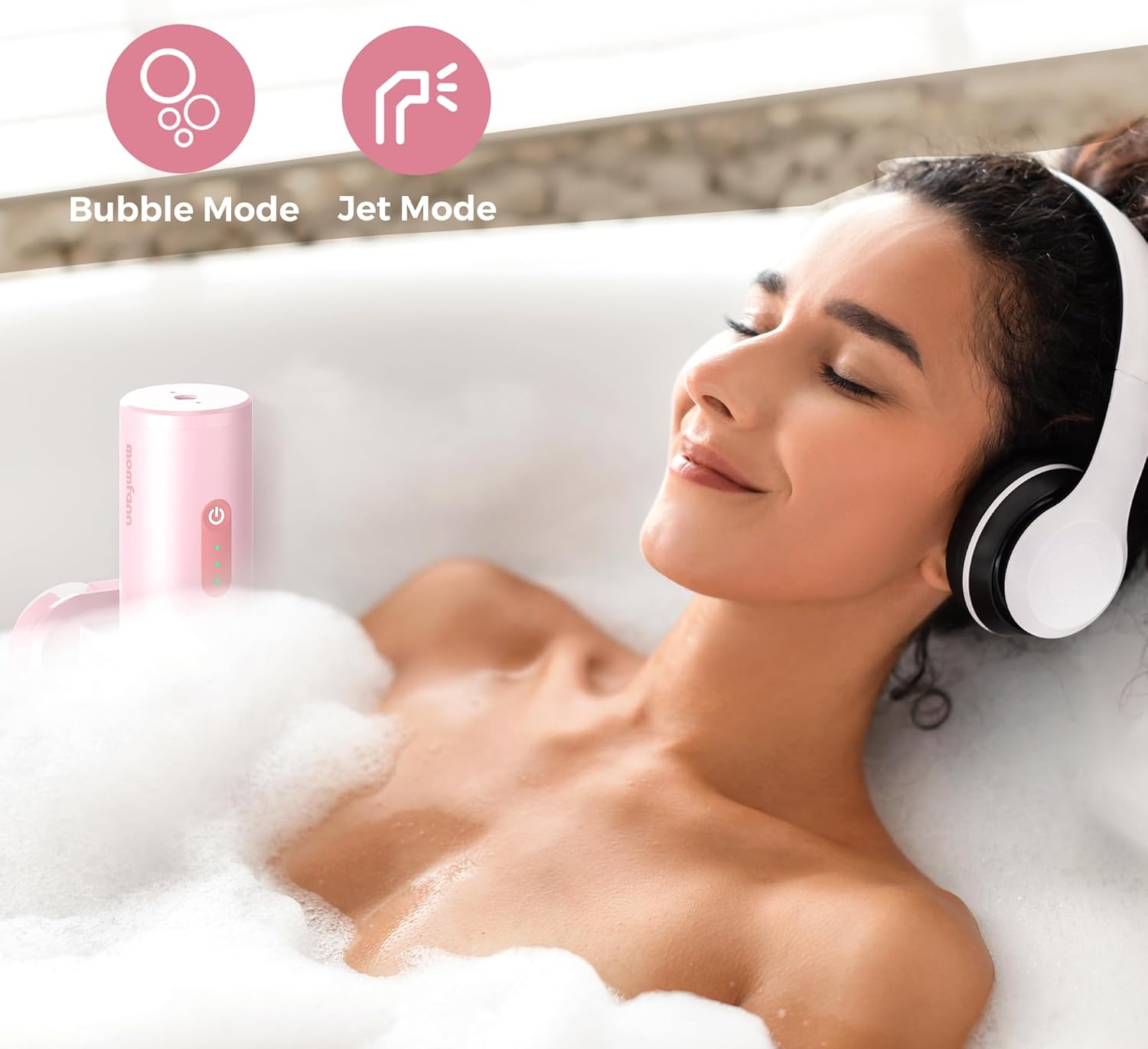 Bath Jets for Tub, Portable Jet Spa for Bathtub, Bubble/Jet Mode, 3-Level Adjustable, Idea Gift Bath Spa for Gifts for Women (Powder Pink)