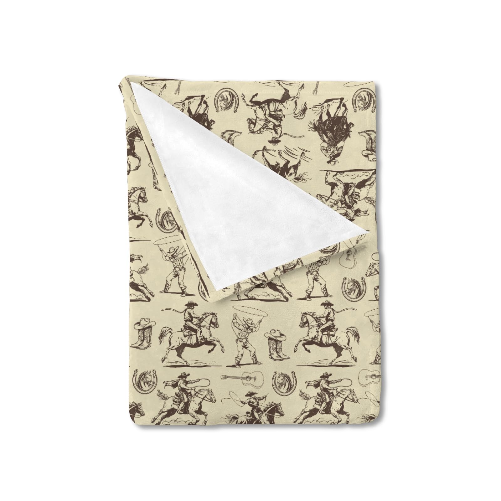 Vintage Western Cowboy Baby Blanket for Boy Girl Country Cowboy Hat Boots Guitar Receiving Blankets Wild West Soft Swaddle Blanket Flannel Newborn Toddler Nursery Crib Bed Blanket Playmat 30x40