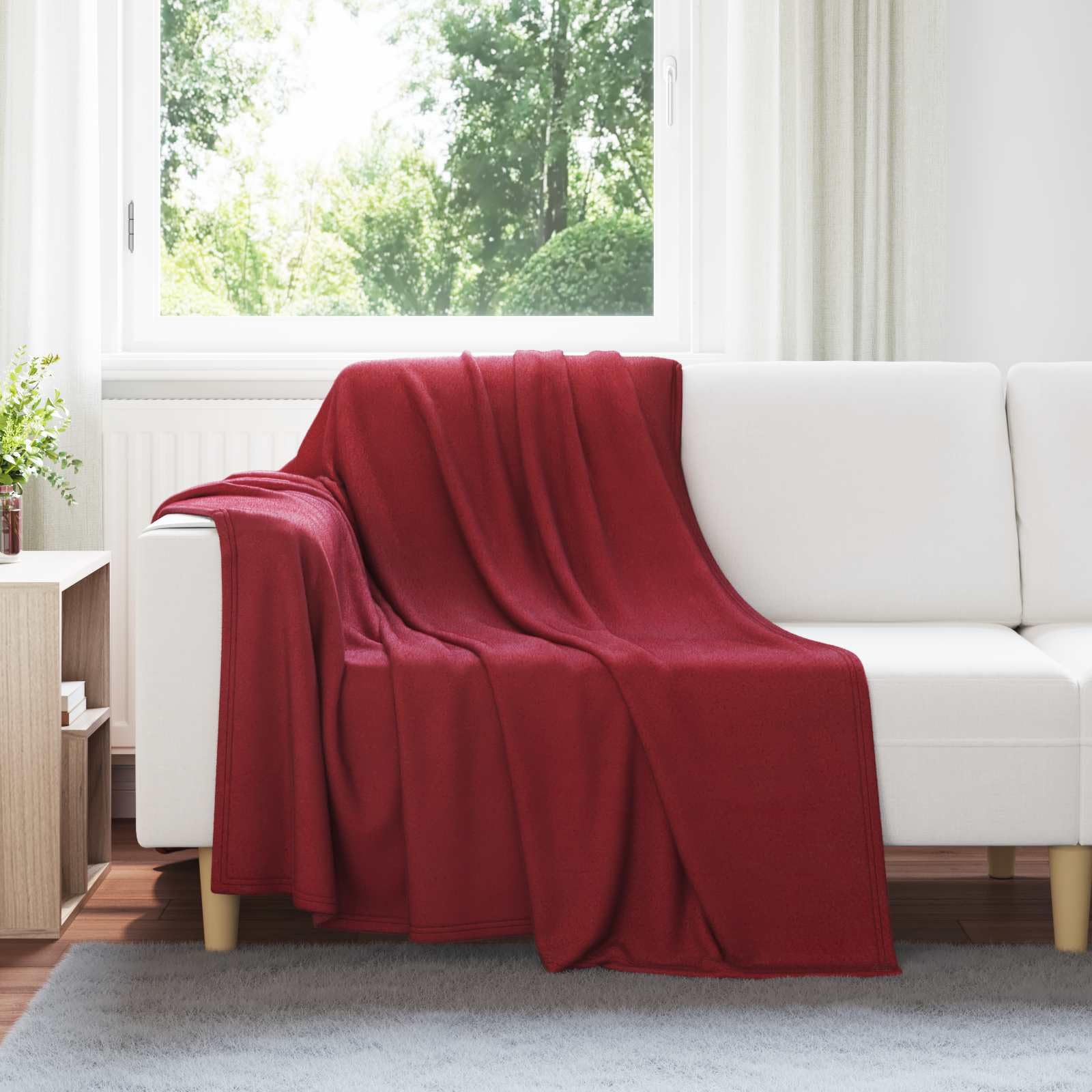 Koc bordowy z polaru, 6 sztuk, 200 x 150 cm, koc na sofę, łóżko, do salonu, sypialni, wszechstronny, ciepły, miękki koc na kemping, podróż, zimę