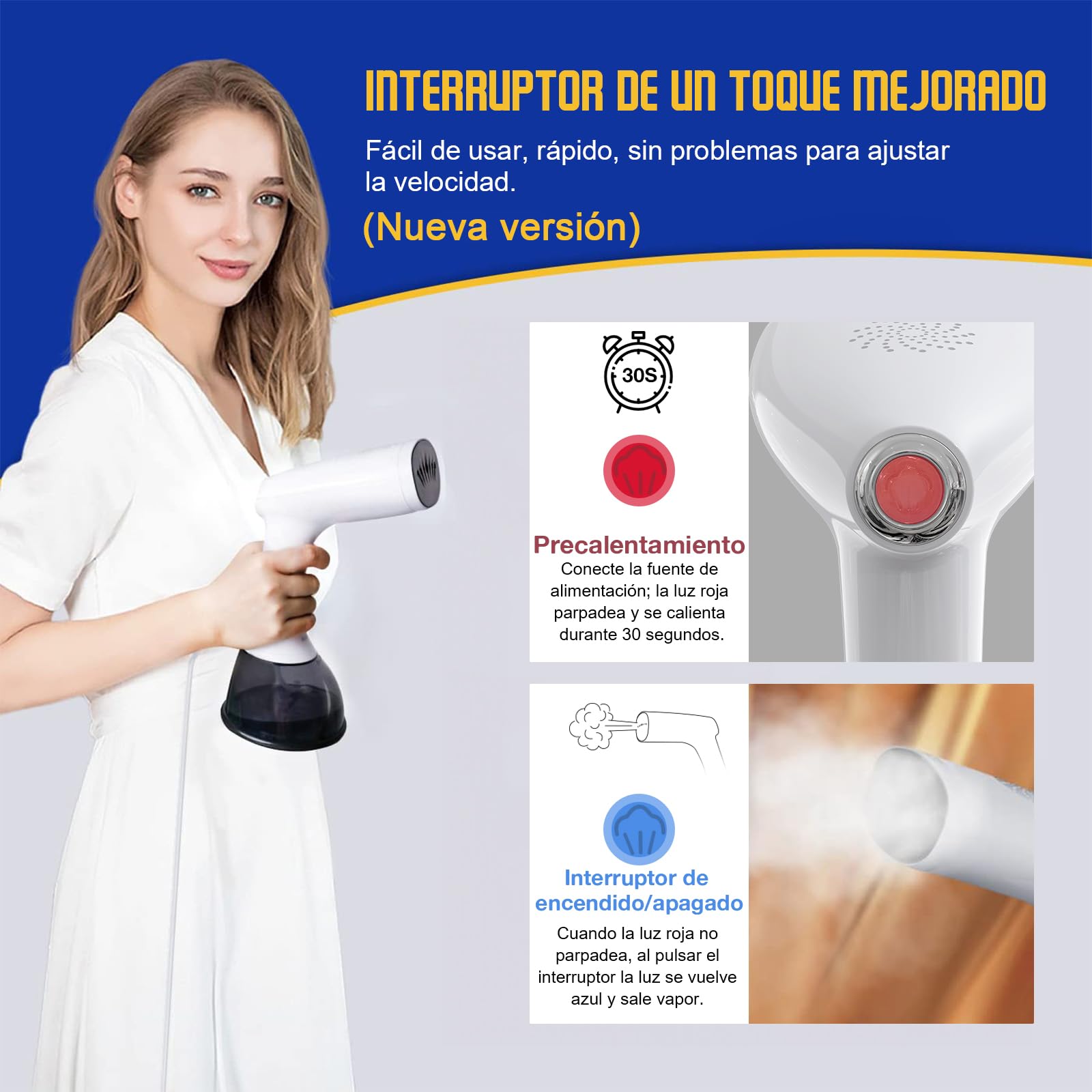 Rolipo Plancha Vertical Vapor 1640W, 400ML Plancha Vapor Cepillo de Vapor Removedor de Arrugas Para El Hogar, La Oficina, Los Viajes