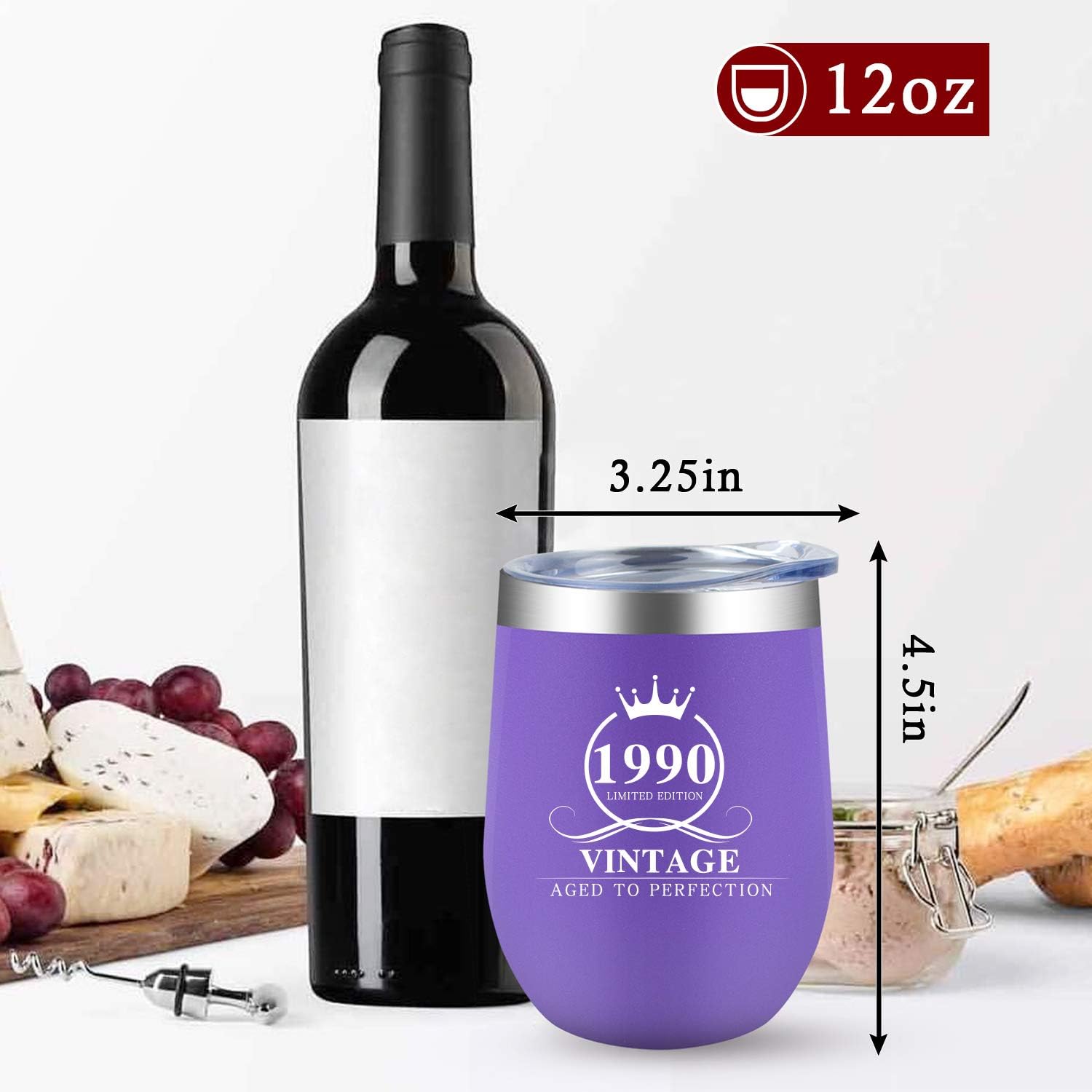 Wееklу Tор Sаlе 1990 30th Birthday Gifts for Women Men, Dorkar 12 oz Stainless steel Wine Tumbler with Lid, Insulated Coffee Cups as Perfect Anniversary Presents for Husband Wife Sister Best Friends Boss Coworkers Crеаtіvе Prоduсt 1990 30th Birthday Gifts for Women Men, Dorkar 12 oz Stainless steel Wine Tumbler with Lid, Insulated Coffee Cups as Perfect Anniversary Presents for Husband Wife Sister Best Friends Boss Coworkers