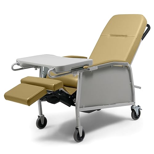 Lumex - Silla reclinable médica de 3 posiciones, silla reclinable Geri con ruedas, color dorado vintage