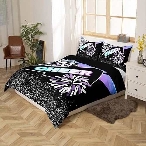Miniatura 2 de Feelyou Juego de ropa de cama azul y morado con diseño de animación, funda de edredón para niños y niñas, amantes de la gimnasia, funda de edredón