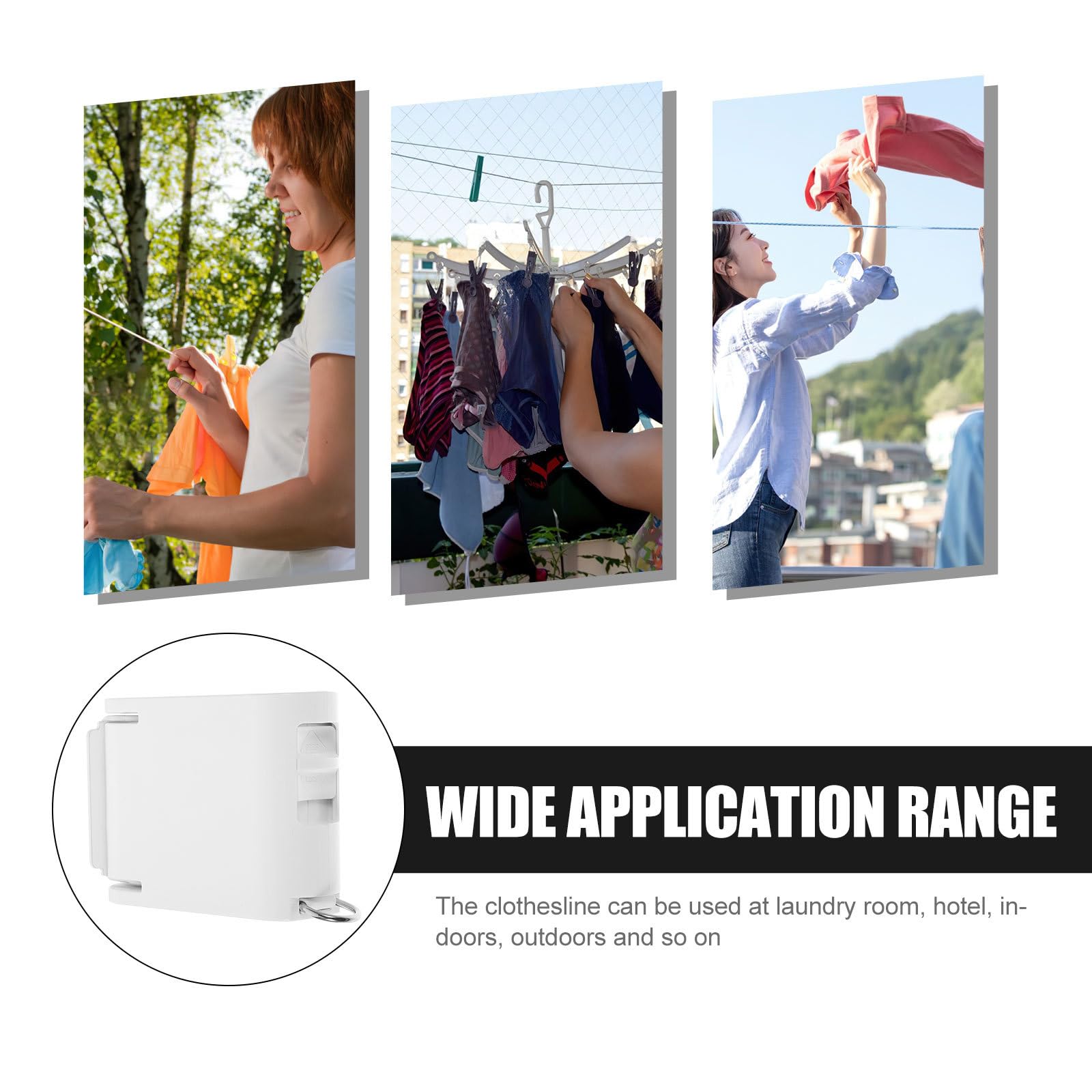SUPVOX Einziehbare Wäscheleine für Außenbereich und Zuhause Tragbar mit Stabiler Abs und TPU Konstruktion Einfache Montage ohne Bohren Weißes Modernes Design