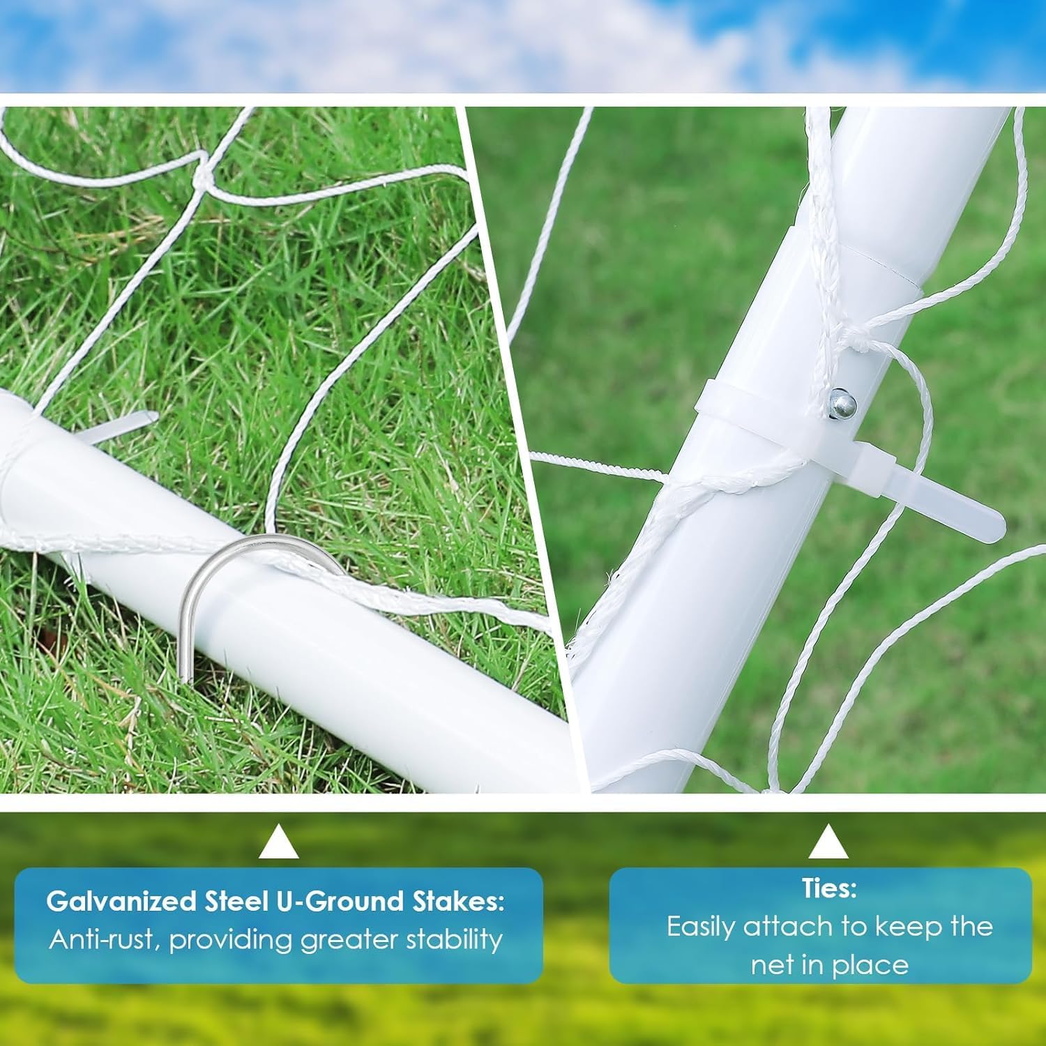 LIFERUN 12x6 FT Portable Soccer Goal for Backyard, Adult & Kids Soccer Goal with Heavy Duty Steel Frame, Net and Ground Stakes, for Home School Practice Training Aid Soccer Field Equipment