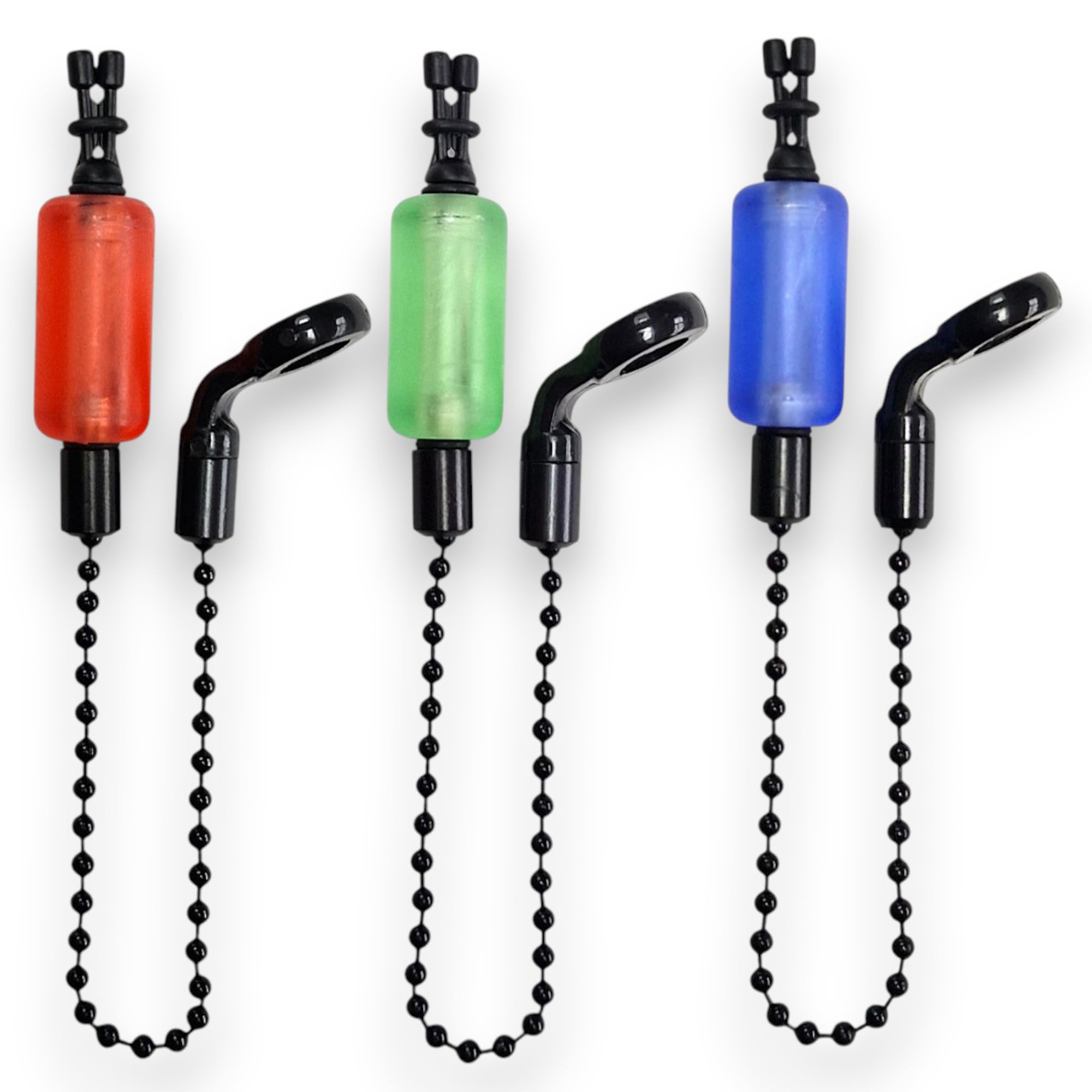 TJR Tackle 3 x Pro Ace III Bite Indicators Bobbins Short 15cm Chain For Fishing Bite Alarms 6 Translucent colour options (Translucent Red, White, Blue)