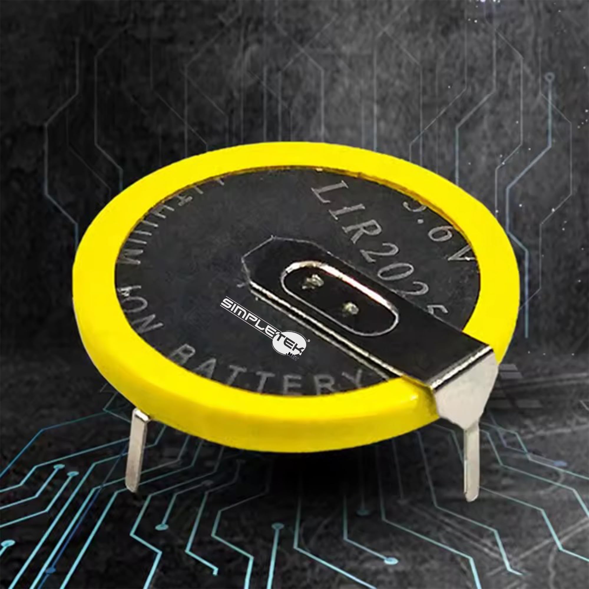 SIMPLETEK - 5 piles LIR2025 à bouton 3,6 V avec connecteurs à souder 120 ° contacts angulaires compatibles avec BMW (5 pièces)