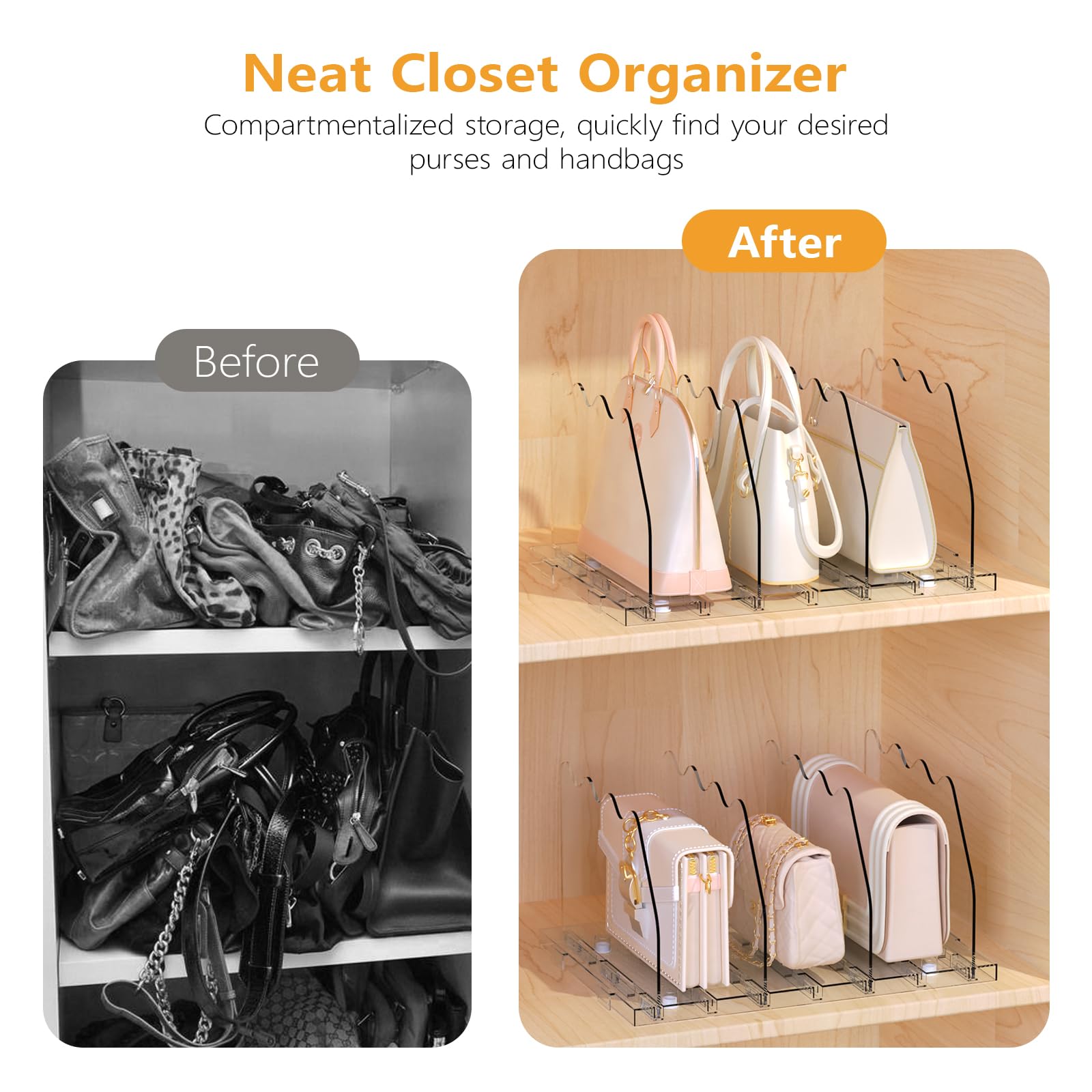 Ronlap Shelf Dividers, Handbag Storage, Closet Shelf, Adjustable Clothing Organizer, Purse Organizer, for Kitchen Closet - Image 3