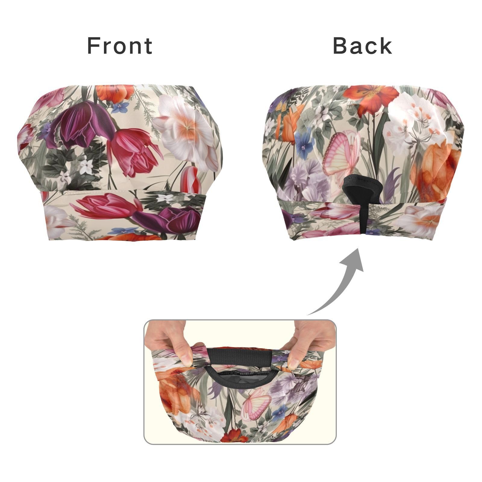 Bulletgxll Beautiful Floral Kids Apron and Chef Hat Set Adjustable Bib Aprons with Pockets for Cooking Baking Painting