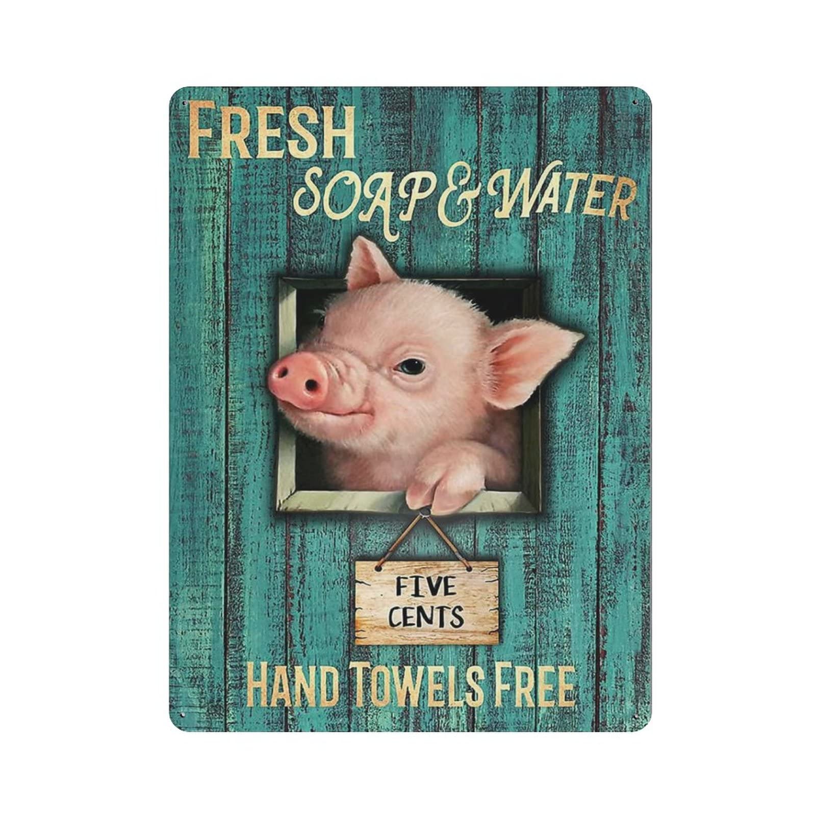 AOOEDM Pig Metal Signs for Garage Man Cave Bar Kitchen Coffee Tin Sign Nostalgic Wall Decor Signs Vintage Retro Poster