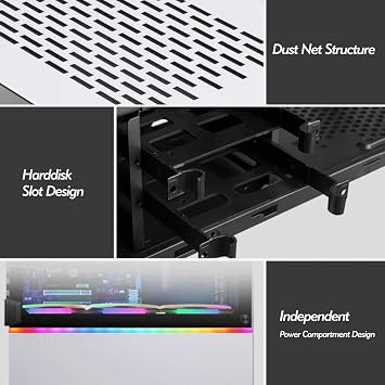 XLTFUC Mid-Tower E-ATX/ATX/MicroATX/ITX Computer Case, Tempered Glass Panel, Vertical GPU Bracket RGB Mode