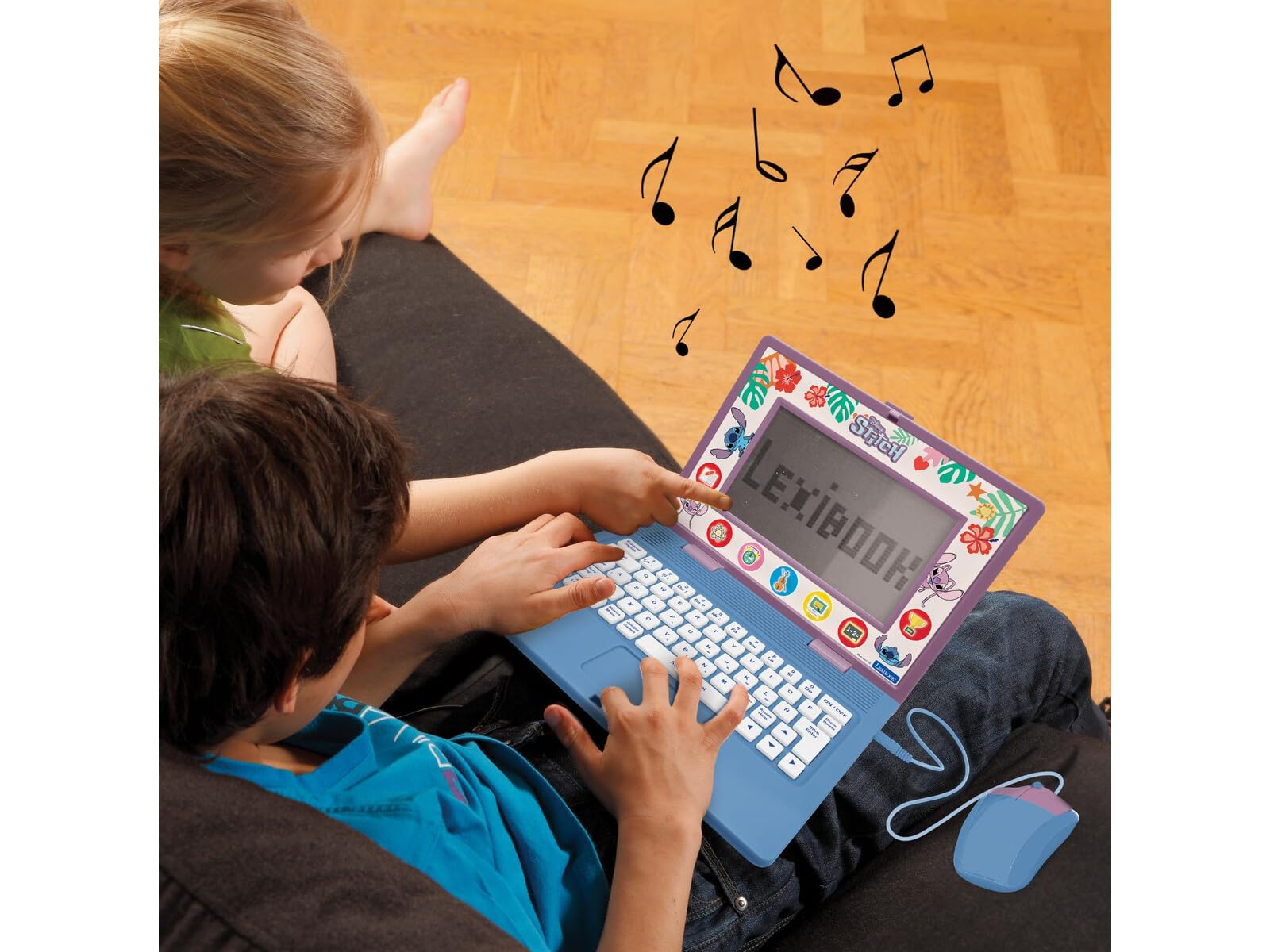 Lexibook, Disney Stitch, Computer educativo bilingue Spagnolo/Inglese, Giocattolo per Bambini, 170 attività per Imparare, Giocare e Musica, Grande Schermo, Blu, JC599Di2
