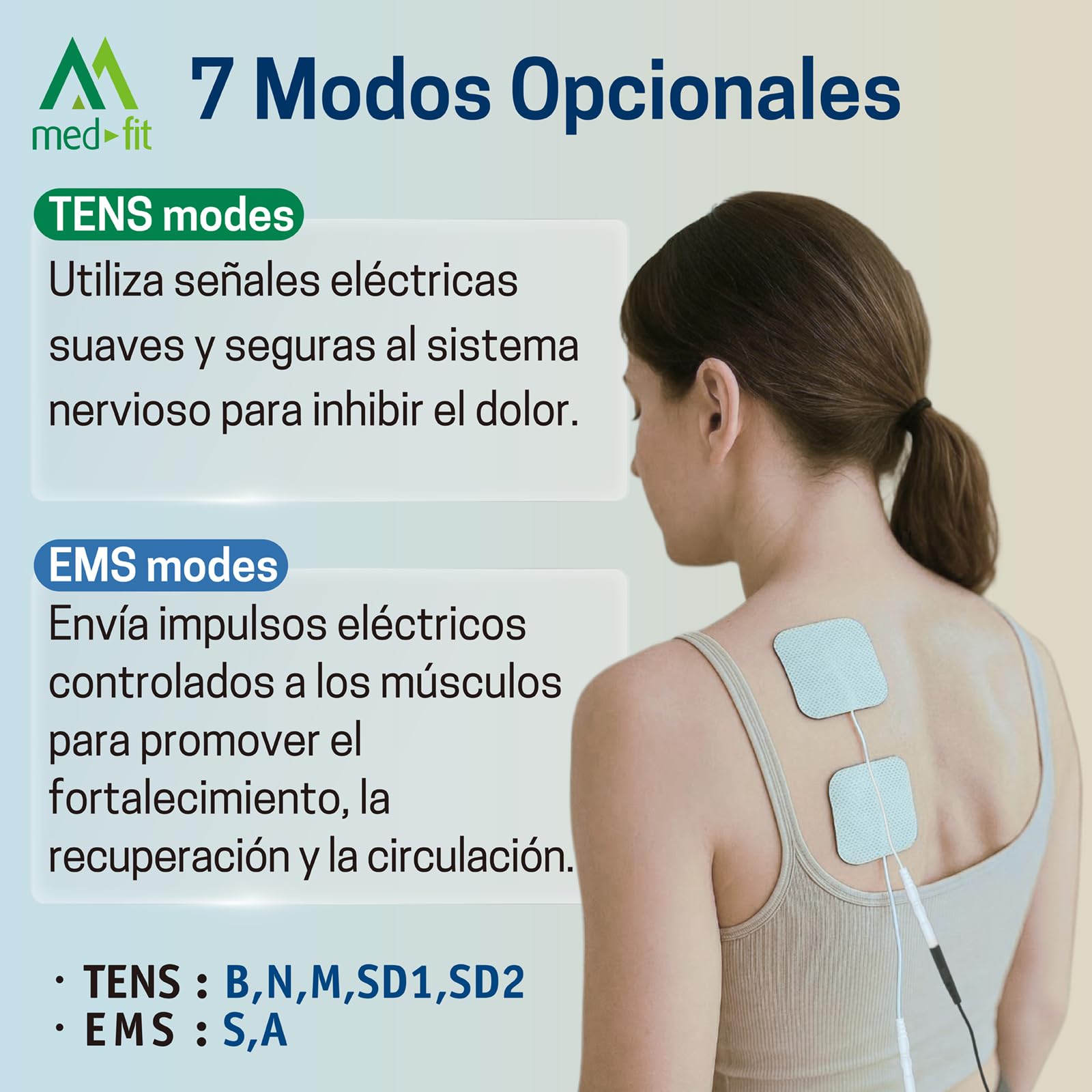 Med-Fit 3 Electroestimulador TENS y EMS - Dispositivo Médico Clase IIa para Dolor de Espalda, Ciática, Artritis, Rodilla, Hombro y Rehabilitación Muscular
