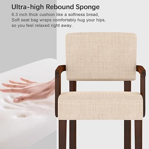 Vista 32 de Silla decorativa, silla de piel sintética para sala de estar, sillón de gran tamaño con asiento suave y reposabrazos para dormitorio, comedor, beige