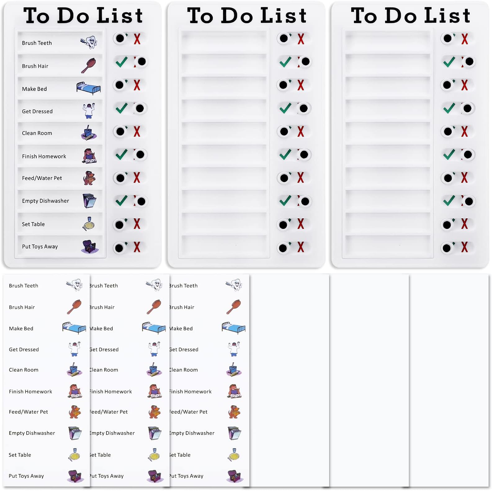3 Pcs to Do List Checklist Board, Daily Schedule for Kids, Chore Chart Memo Checklist Board Detachable Reusable Plastic RV Checklist Chore Chart Planner Board for Home Travel (to do List)