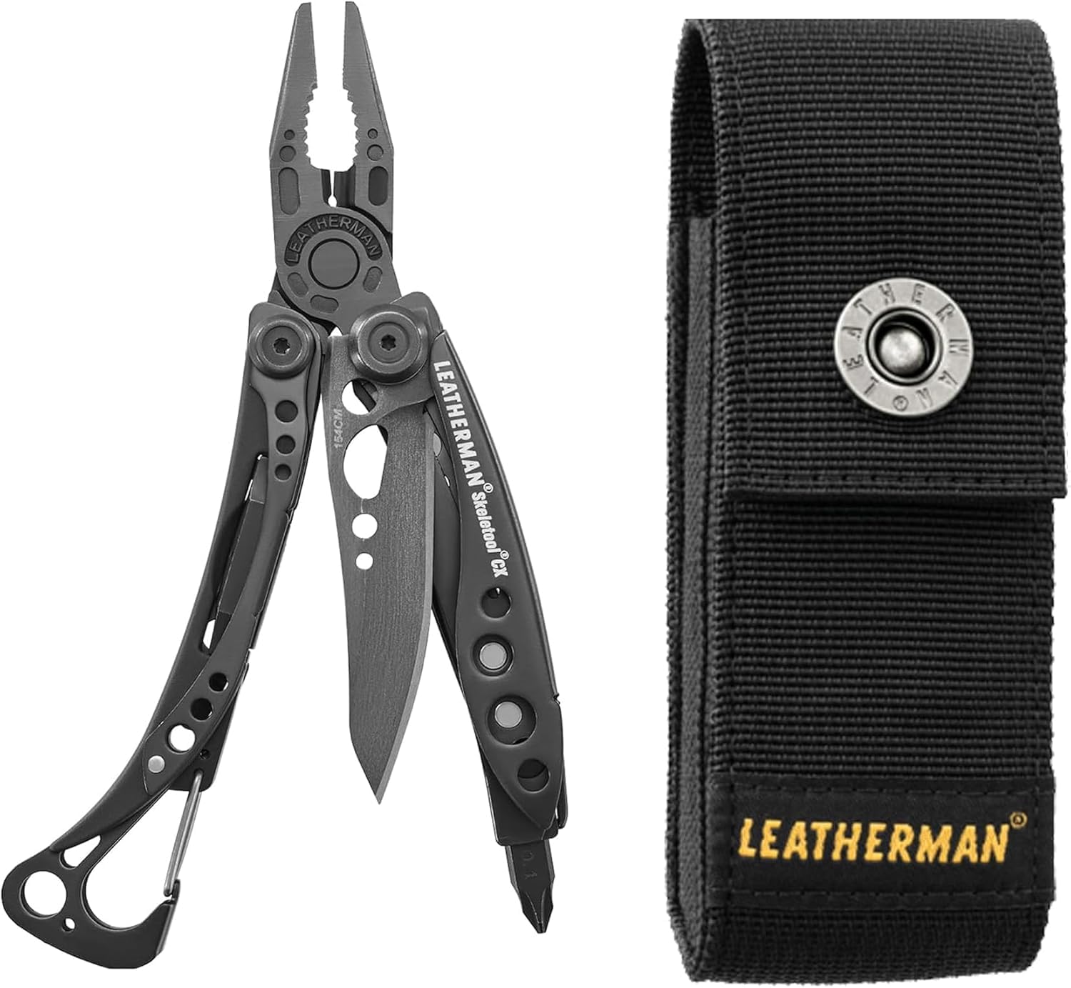 Leatherman Skeletool CX Pack Outil Multifonction et Étui - 7 Outils Onyx avec Étui en Nylon Noir Taille M