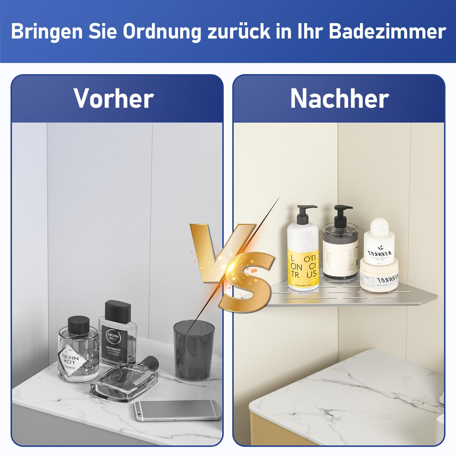 Duschablage Ecke Edelstahl,Heavy Duty Eckregal für Geflieste Wände | 3 mm Stärke, vertieftes Badezimmer-Regal, pentagonales Duschregal Ecke für die Dusche, gebürstete Ablage Dusche, 1 Stück