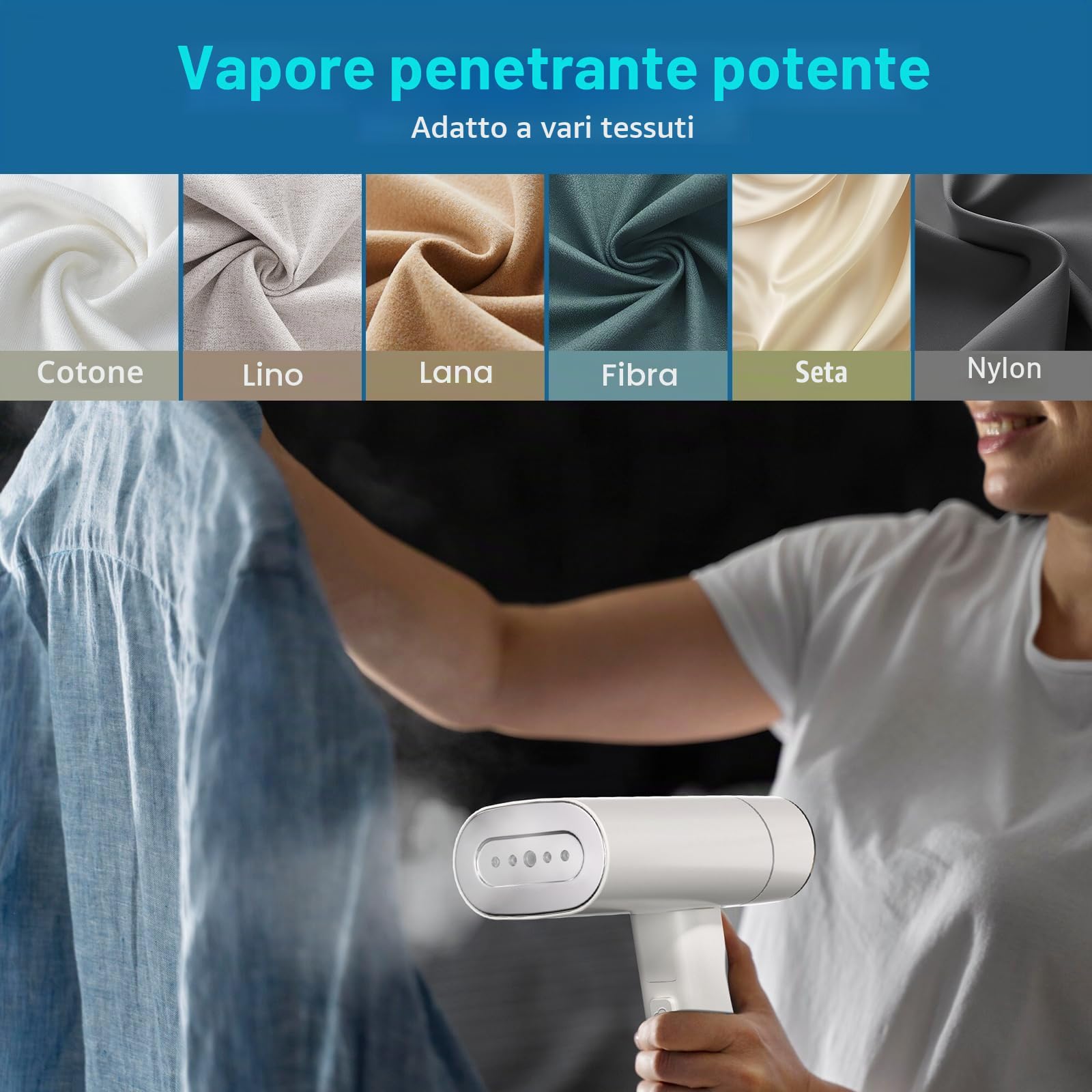 VINATO Ferro da Stiro Verticale, Vaporizzatore da 1300W con Serbatoio dell'acqua per Vapore, Ferro da Stiro a Vapore per Vestiti, Riscaldamento Rapido e Rimozione Delle Pieghe per i Vestiti