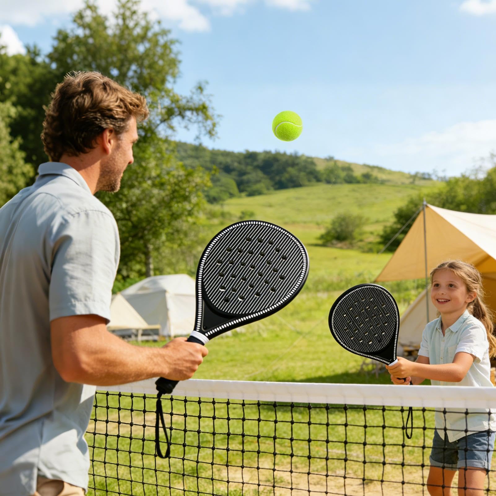 Racchetta da pickleball Pagaia portatile antiscivolo leggera in fibra di ca | Set di racchette da paddle | Donne Bambini Adulti Sport Giochi Pratica Giardino Scuola Vacanza Uso