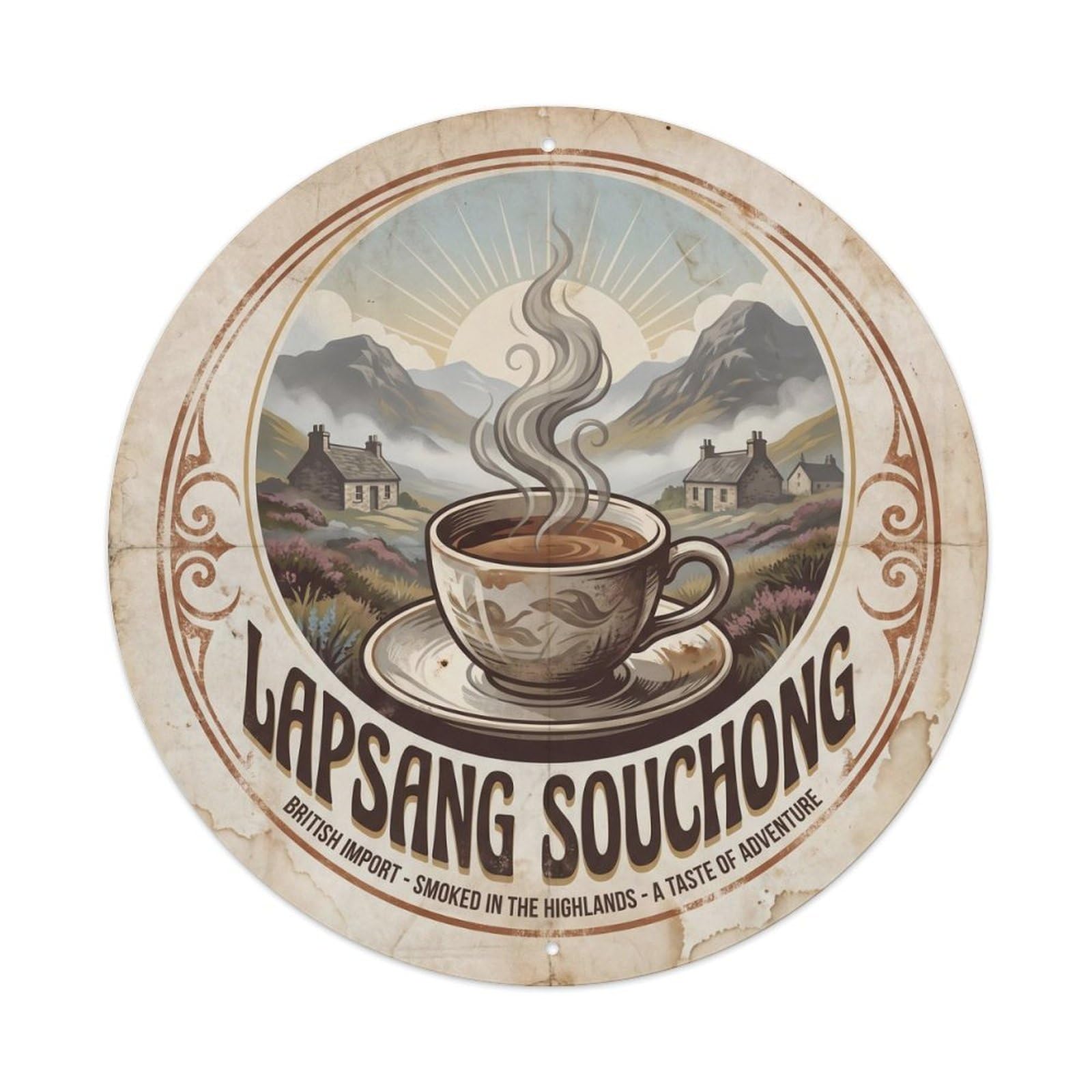 British Brew Culture Tea Herbal Infusion Vintage Travel Metal Tin Sign