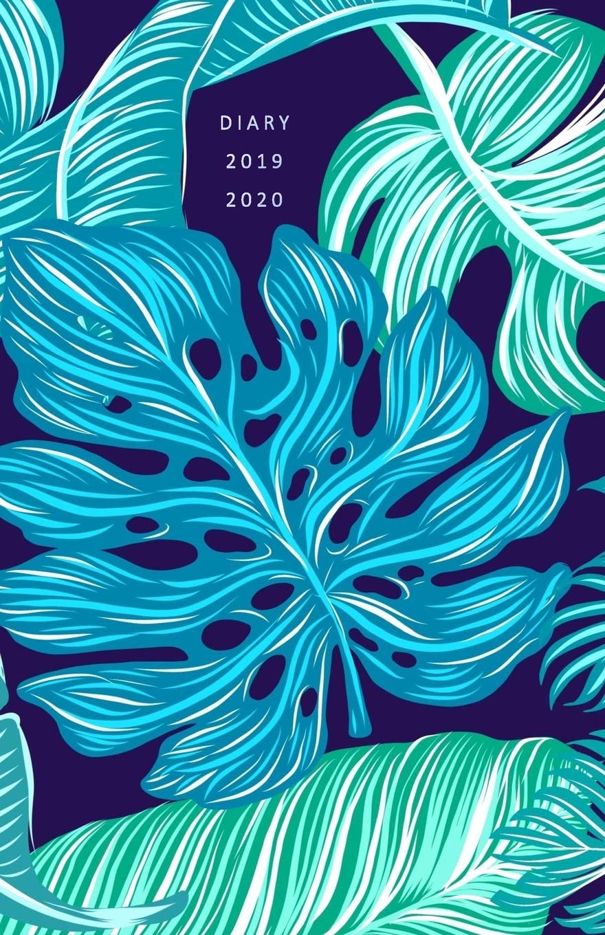 Diary 2019 2020: Modern Cover of Tropical Blue Leaves – Academic Planner / Agenda (Sep-Aug) with monthly calendars + timetable / schedule + ... spread (5,5 x 8,5 inches, durable soft cover)