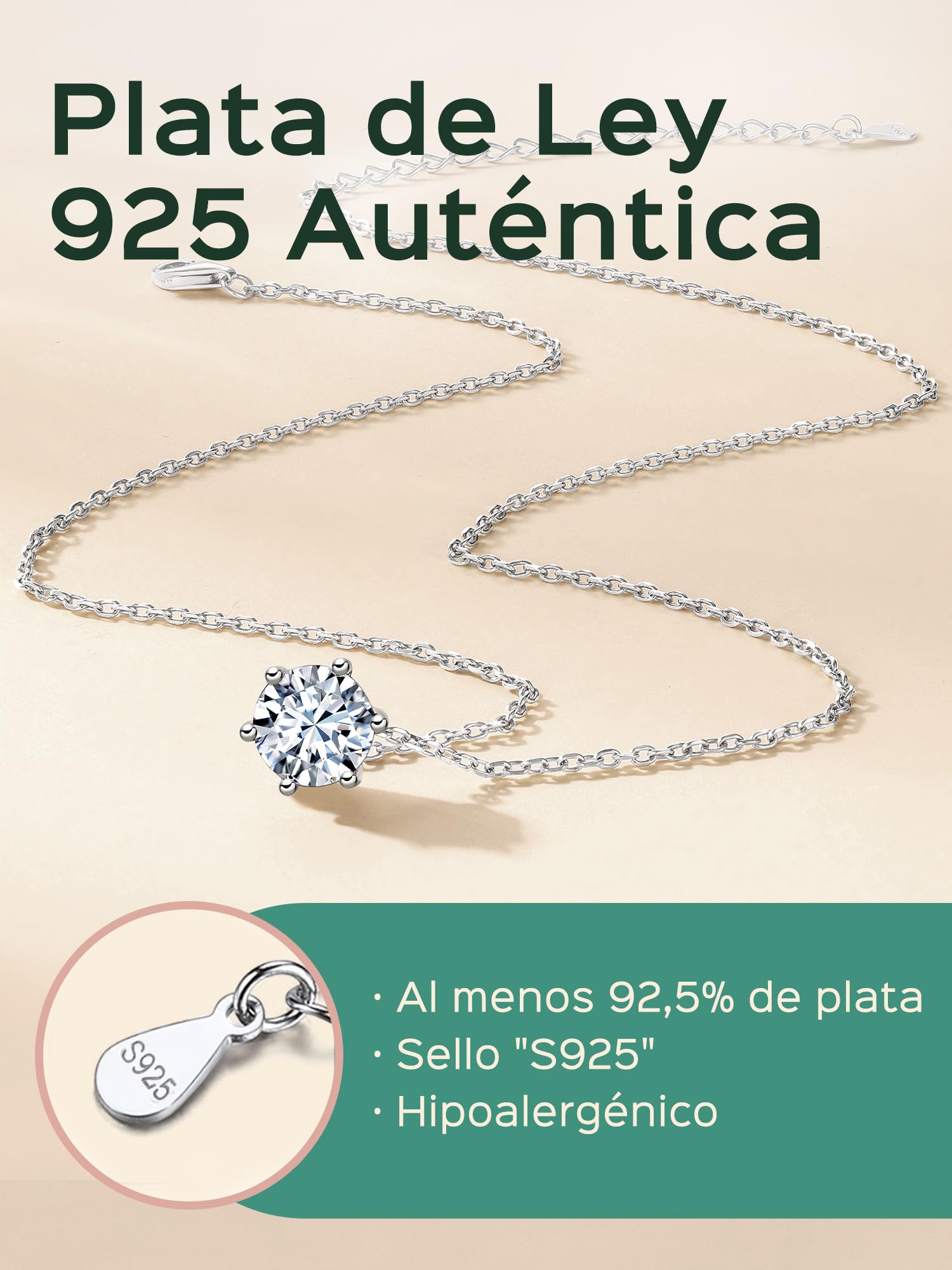 ChicSilver Plata 925 Collar Circonita Mujer Colgante Piedra Brillante | Material Plata de Ley Regalo Cumpleaños Joyería Delicada Madre Pareja Amiga