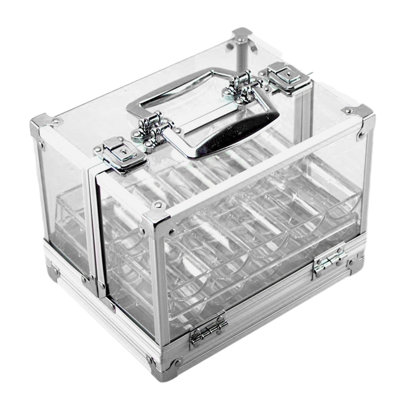 Portafichas acrílico de Gran Capacidad con bandejas para fichas. Ideal para Fiestas en Casinos y Juegos de Cartas. Bandeja para Colocar Las fichas fácilmente. Estuche acrílico para
