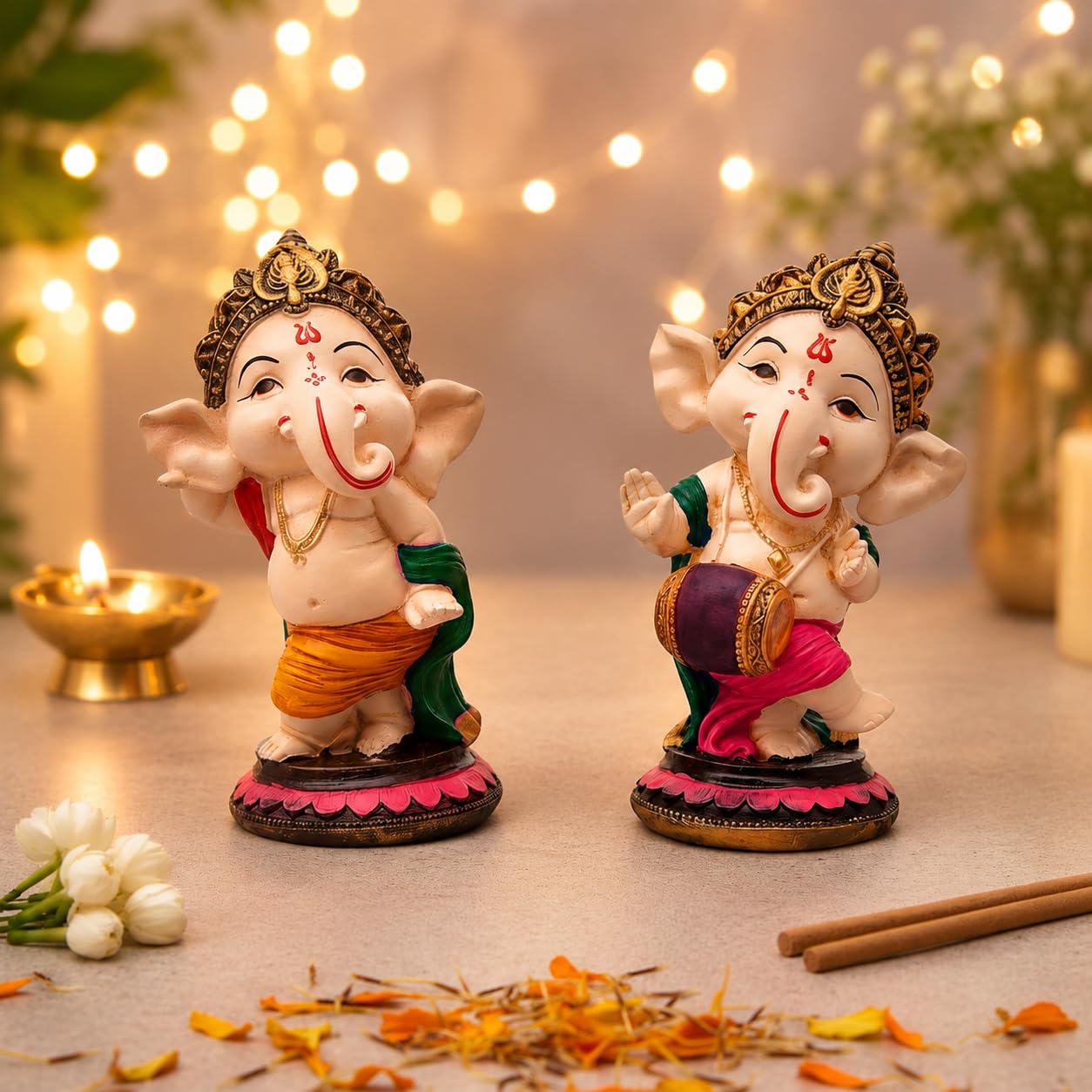Thai Elephant Figurines - Home Decor Resin Sculptures -13