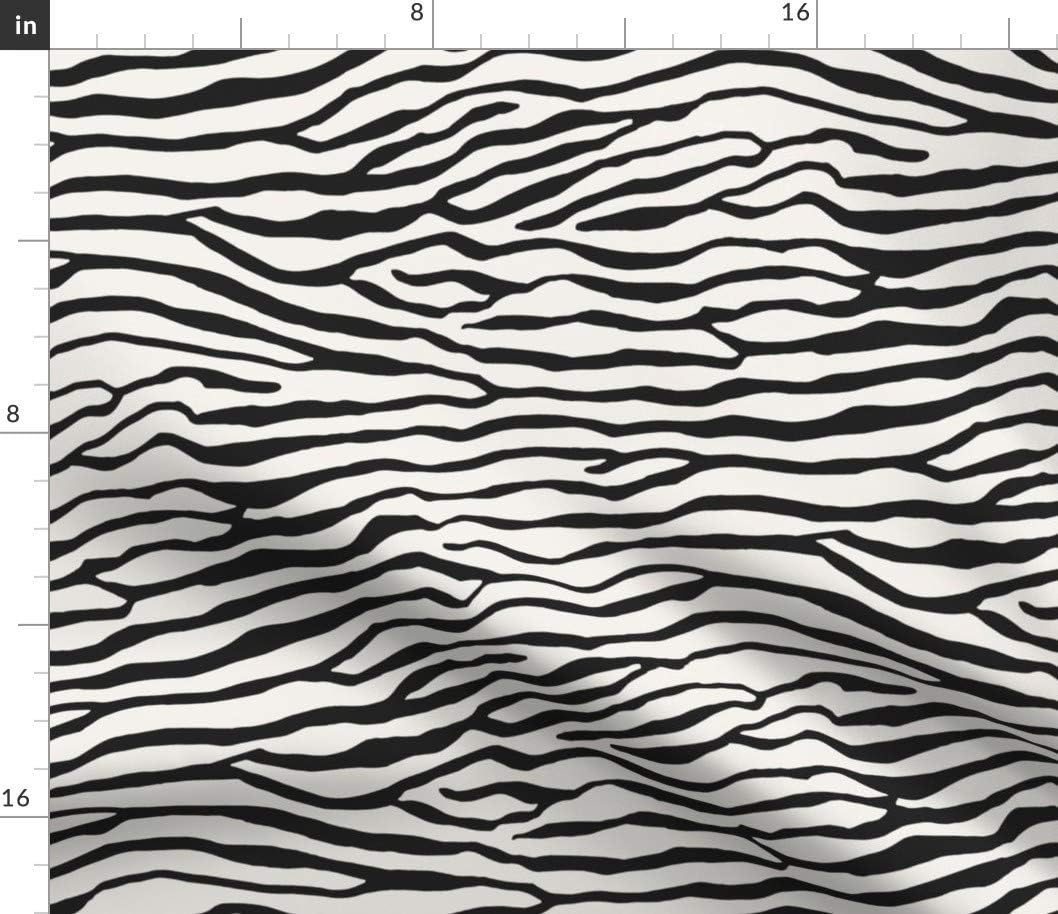 Spoonflower Fabric - Brackenbury Beach Black White Zebra Waves Wavy Stripe Texture Stripes Printed on Petal Signature Cotton Fabric by The Yard - Sewing Quilting Apparel Crafts Decor