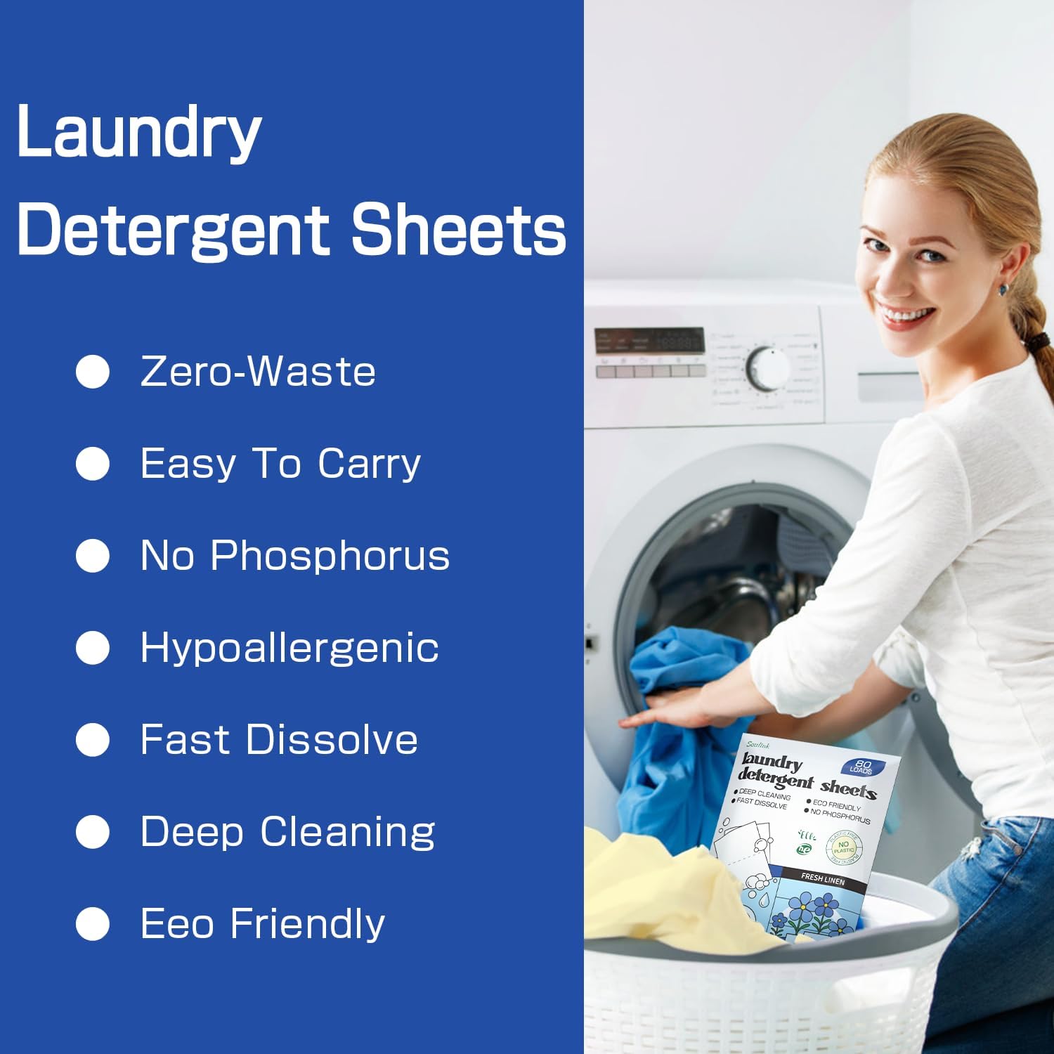 Laundry Deternt Sheets Up to 80 Loads, Eco Friendly Deternt