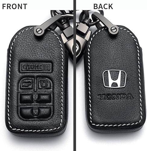 Miniatura 5 de Royal Guard Funda protectora de piel auténtica con llavero adecuado para Honda Accord Civic Fit Pilot Odyssey Smart Remote Key, funda para llavero,