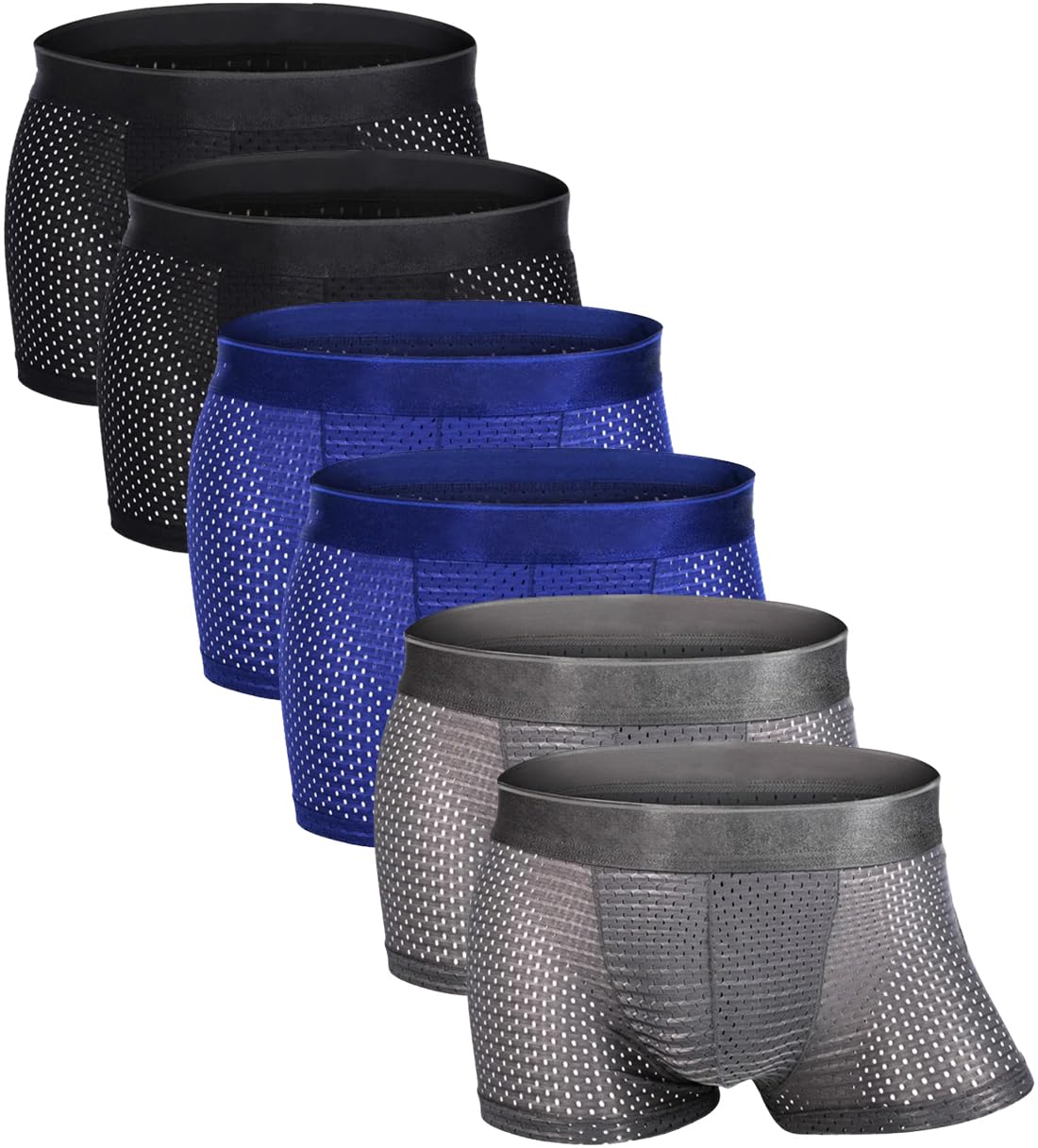 Herren Boxershorts Eisseide Mesh Unterwäsche Netz Transparent Sexy Retroshorts Atmungsaktive Boxer Shorts