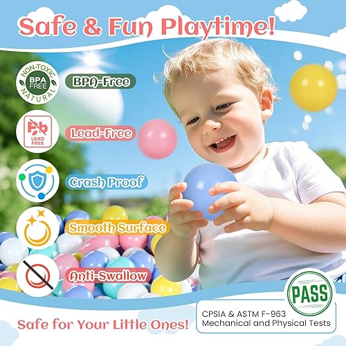 Miniatura 2 de MODEREVE Paquete de 100 bolas para tienda de campaña, bolas de plástico coloridas sin BPA, bolas de juego para bebés para piscina de pelotas, casa