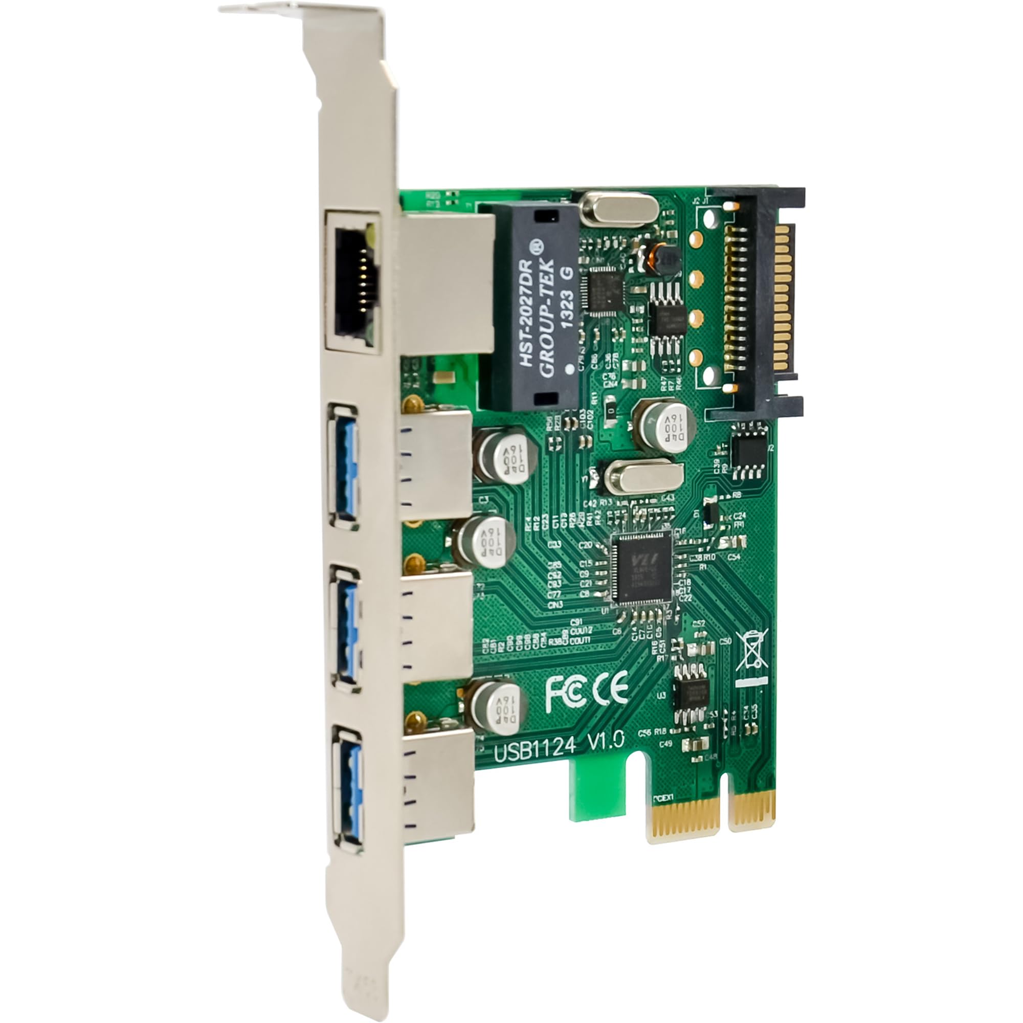 Inline Carte Combo réseau Gigabit et USB 3.2 Gen.1, 1 x RJ45, 3 x USB-A, PCIe x1, 51125R